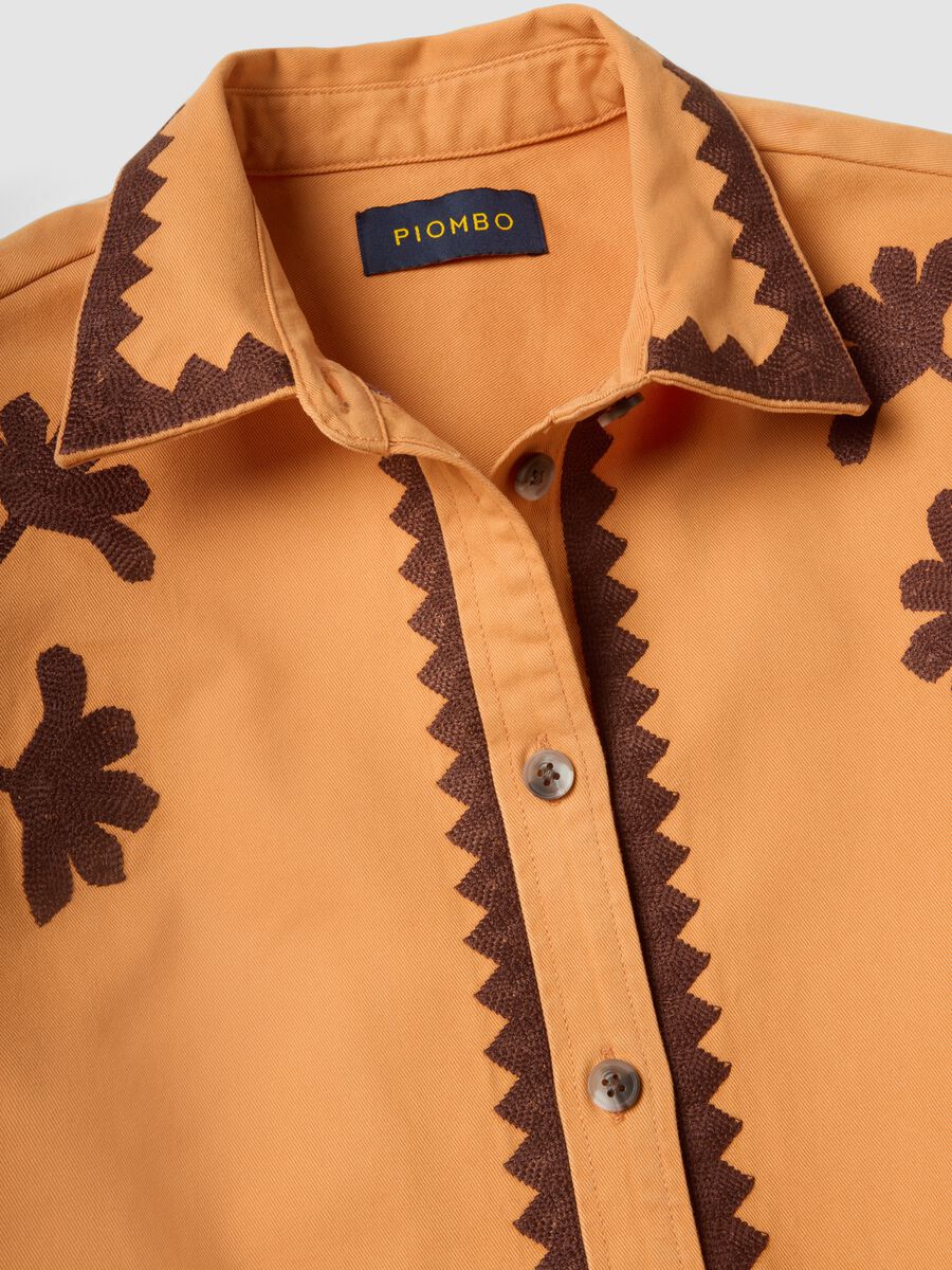 Orange pure cotton jacket with contrast embroidery_5