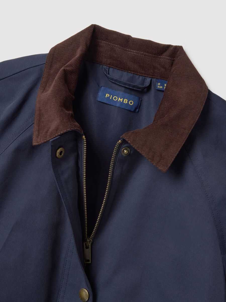 Blue cotton-blend jacket regular fit with contrasting collar_5