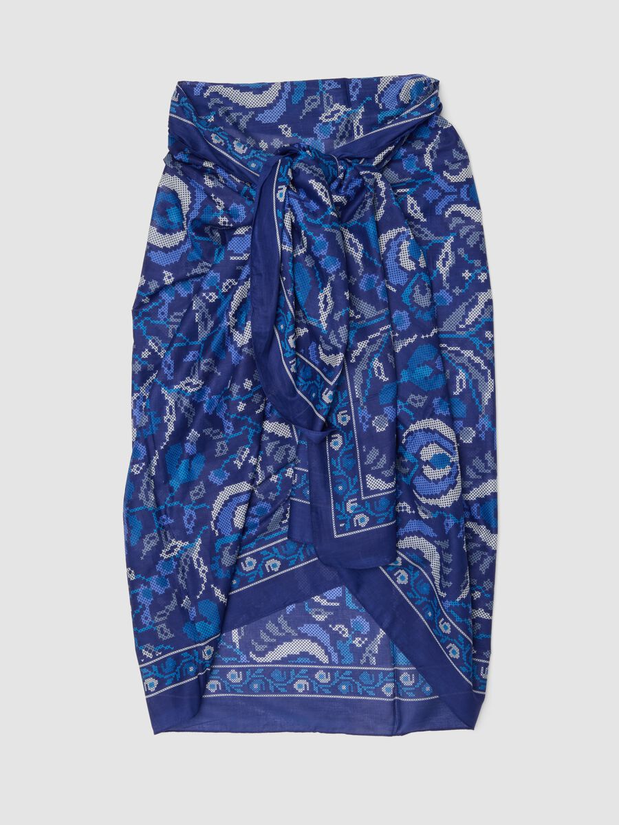 Blue pure cotton printed pareo_1