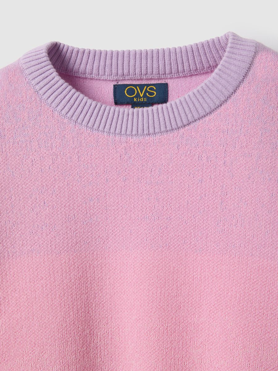 Girls' pink pure cotton sweater regular fit with gradient pattern_2