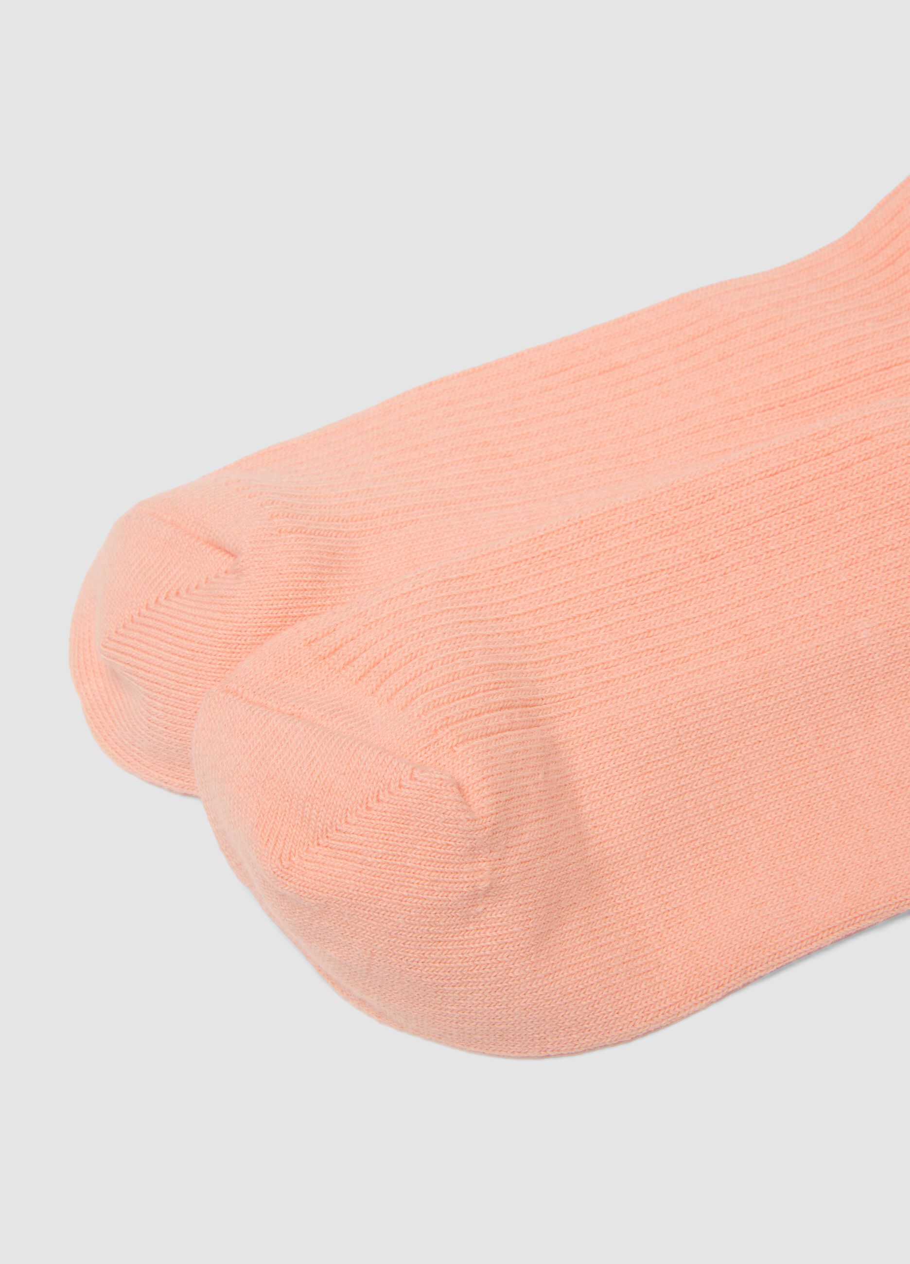 Pink ribbed stretch-cotton socks