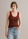 Brown pure cotton ribbed tank top_2