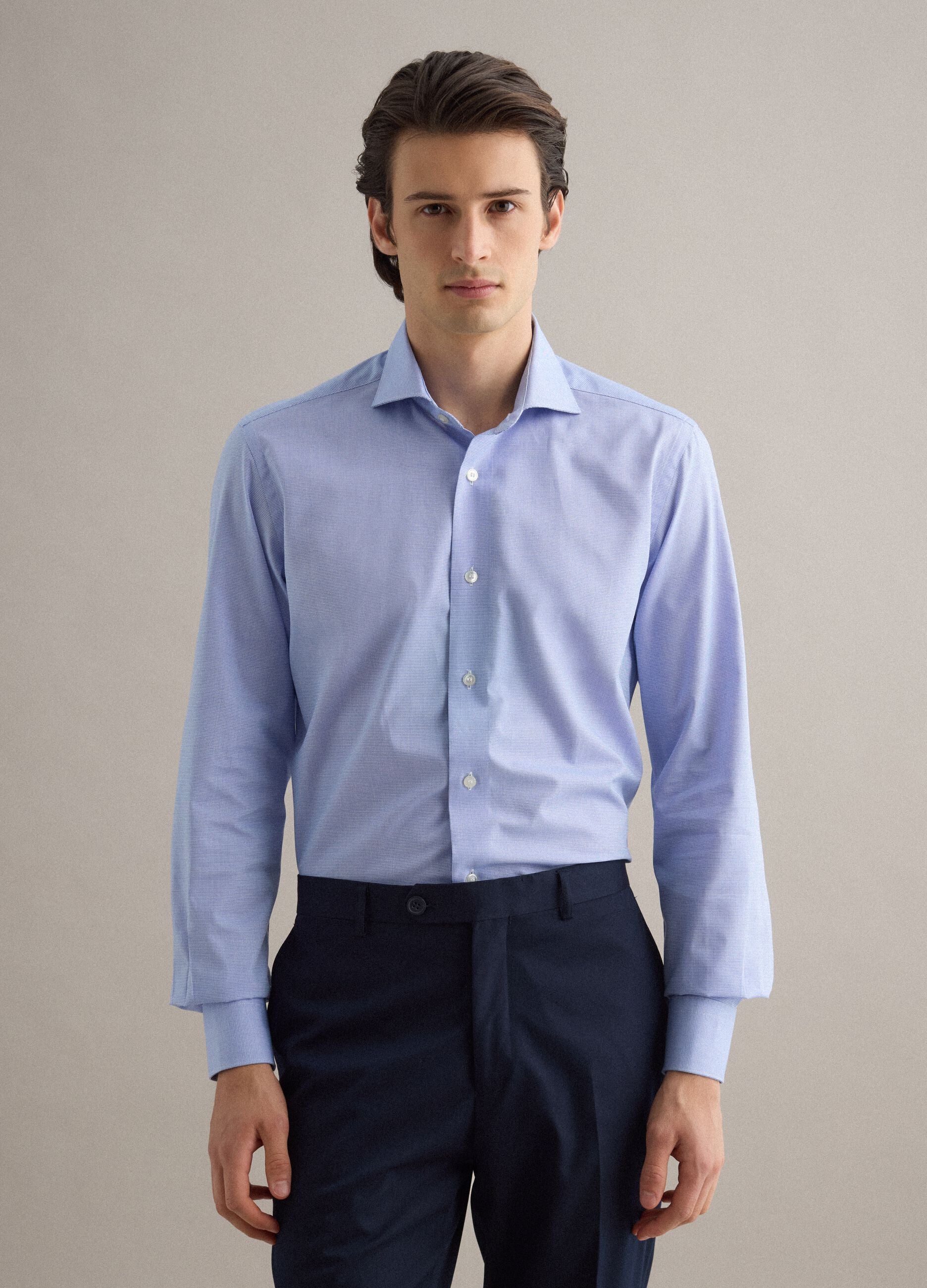 Blue Slim Fit Pure Cotton Shirt