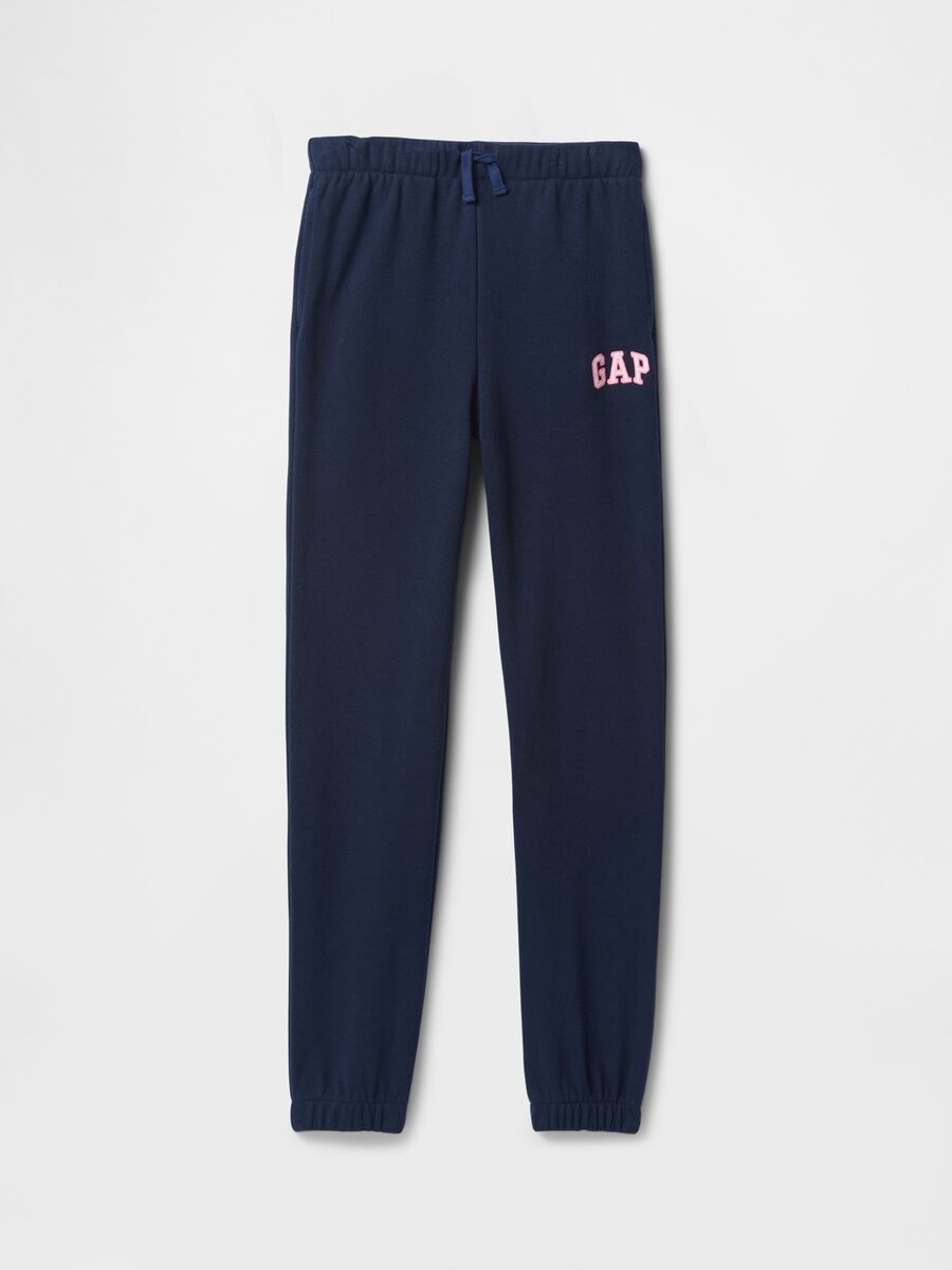 Girls' regular fit cotton-blend blue jogger trousers_4
