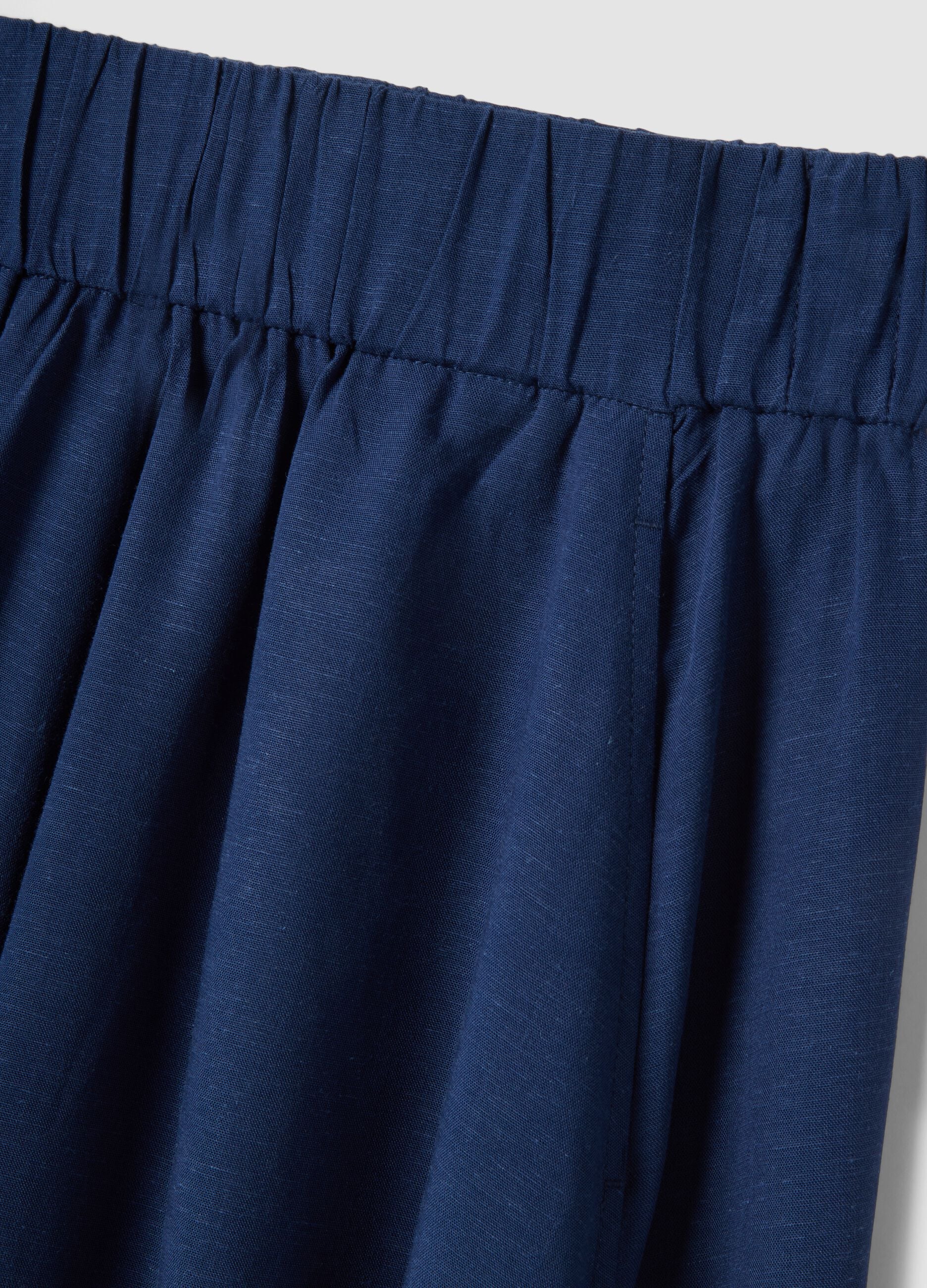 Multicoloured striped skirt in a viscose-linen blend