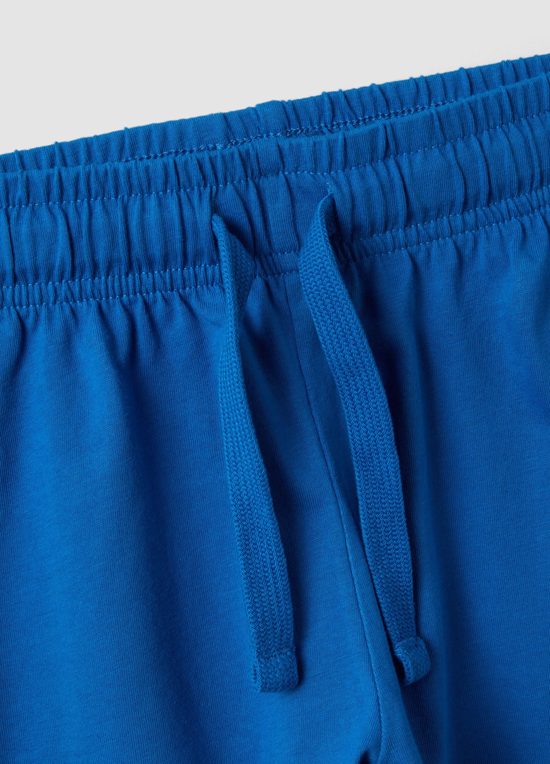 Blue organic cotton shorts with elasticated waist