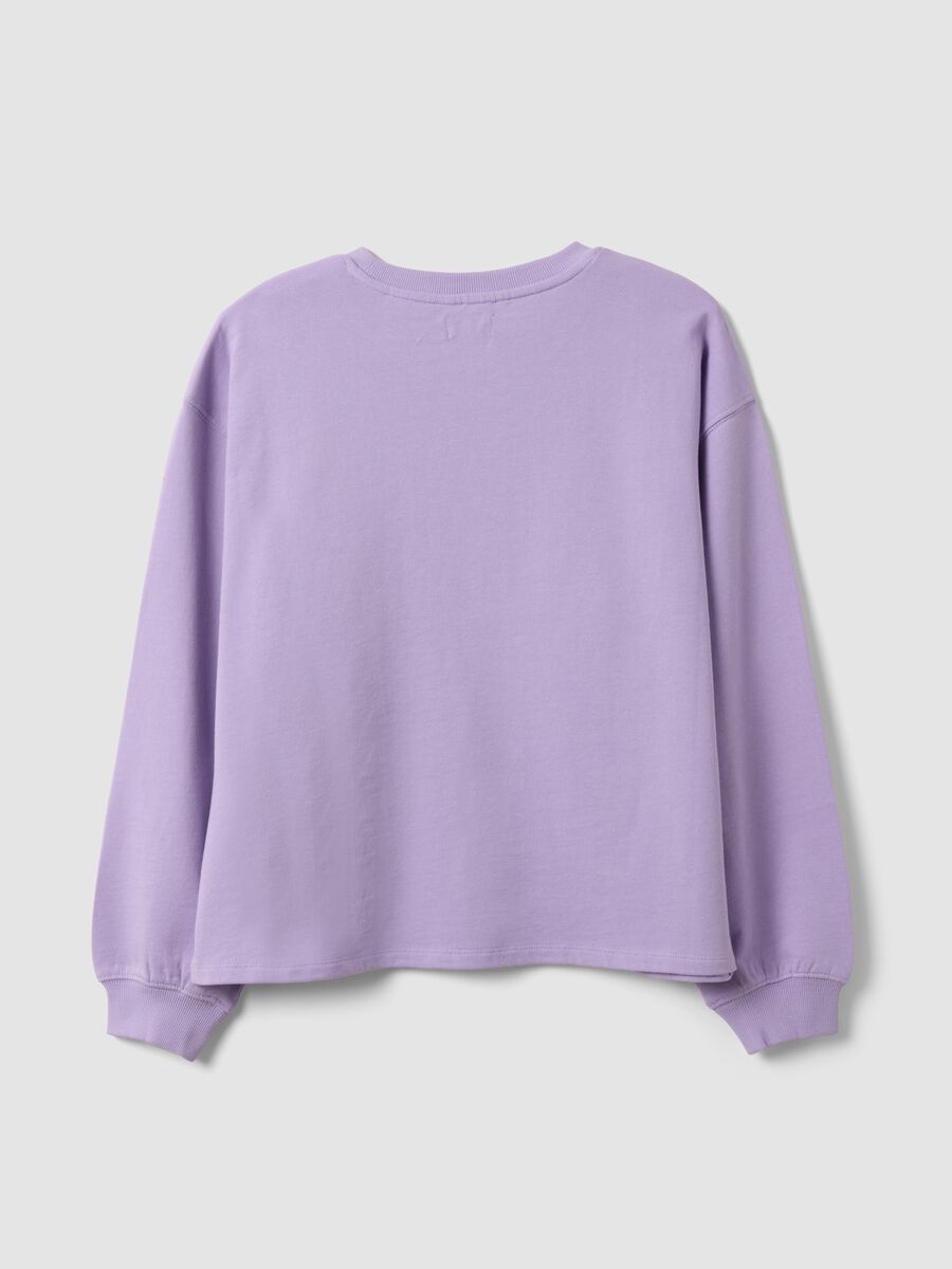 Purple pure cotton sweatshirt with star for girls, relaxed fit_4