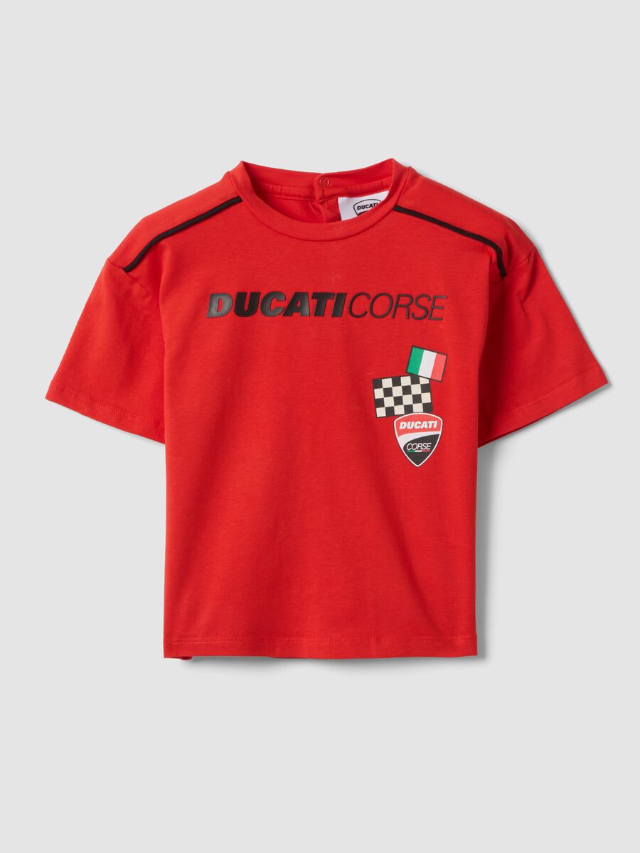 Red Ducati logo stretch cotton T-shirt for baby boy, regular fit_0