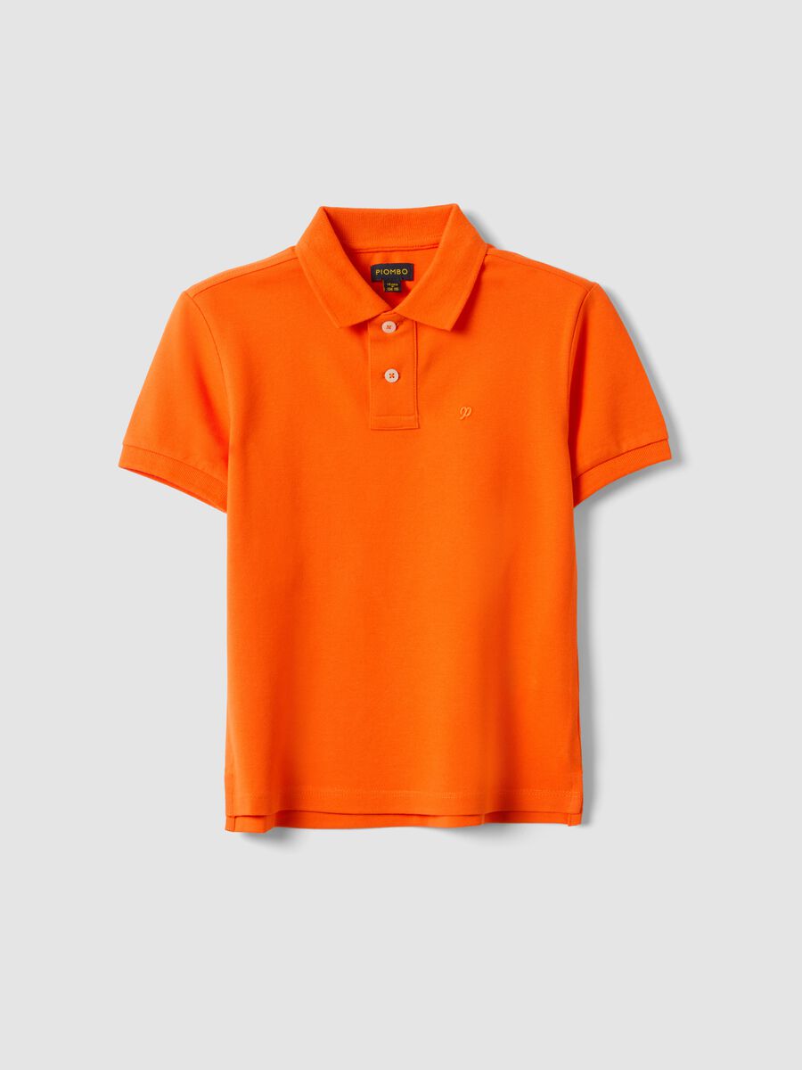 Orange stretch cotton polo for kids regular fit_3