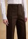 Brown regular fit straight cotton blend trousers_3