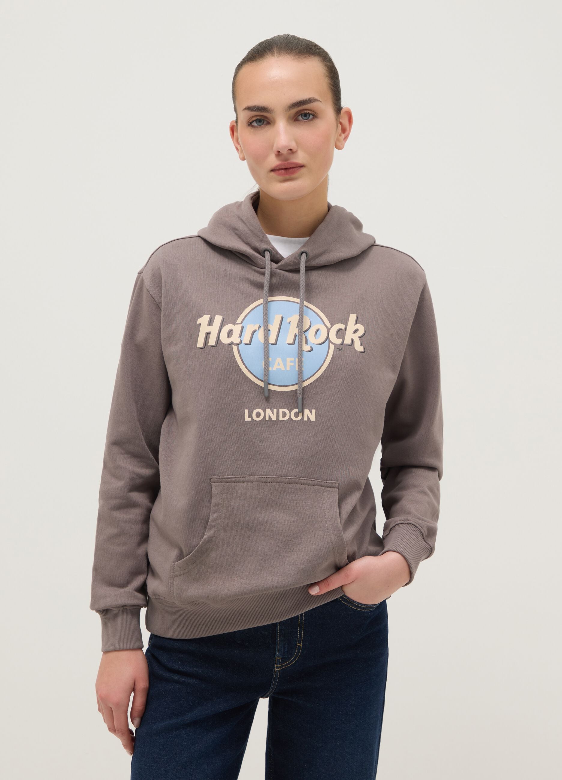 Grey pure cotton sweatshirt regular fit with Hard Rock Cafe logo