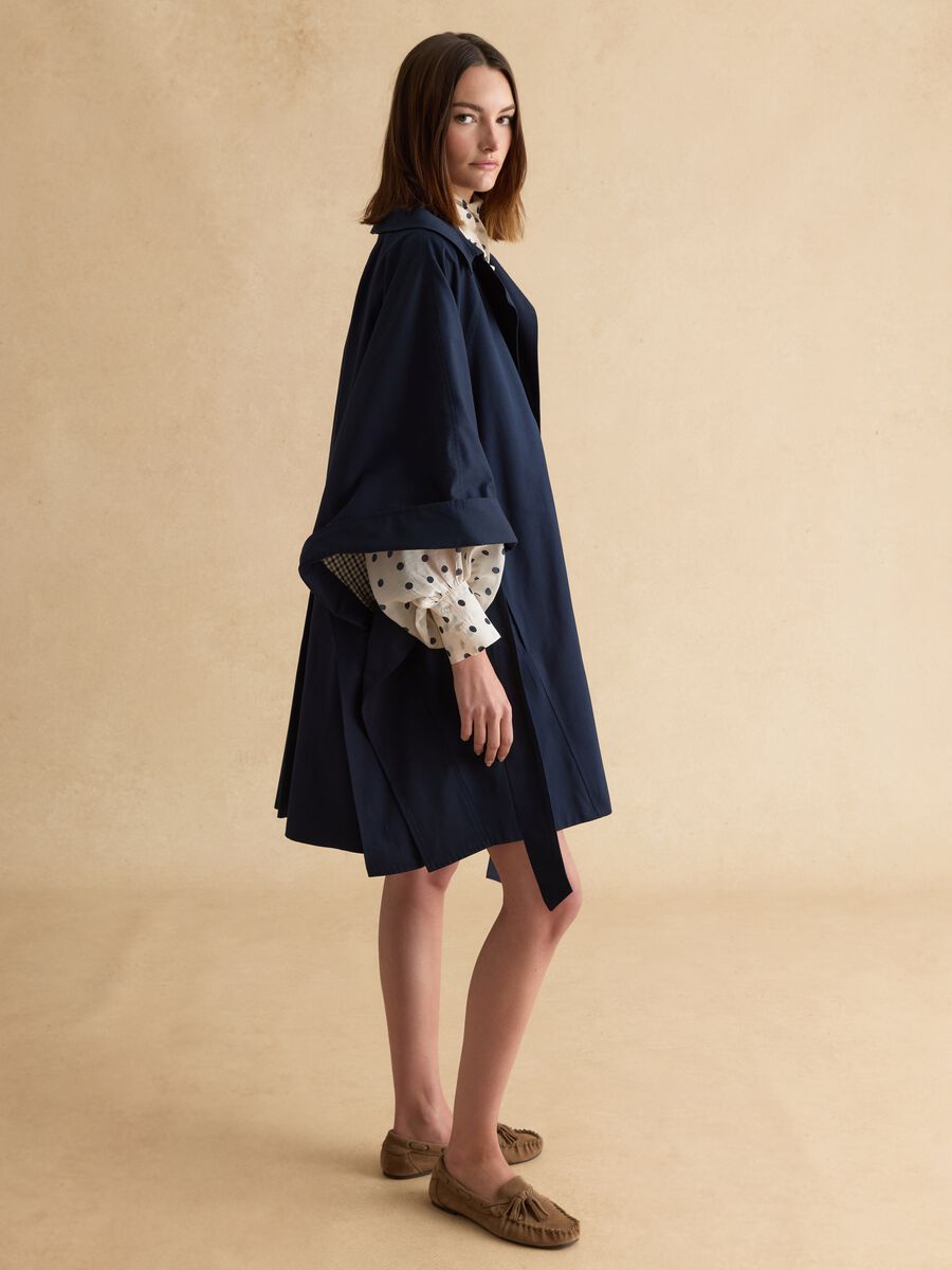 Cappotto lungo in misto cotone blu oversize fit_1