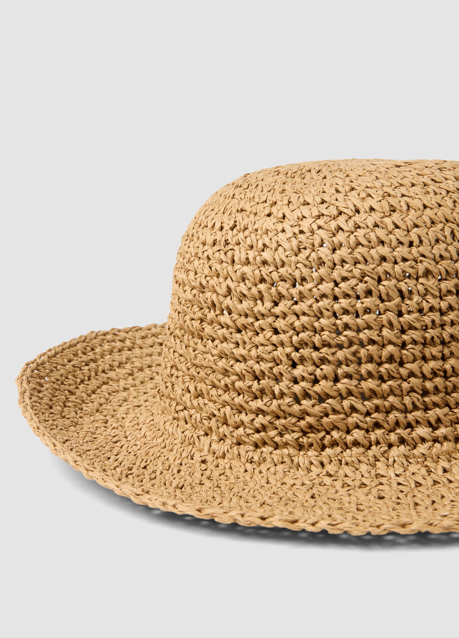Beige paper fabric cloche hat