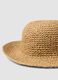 Beige paper fabric cloche hat_2