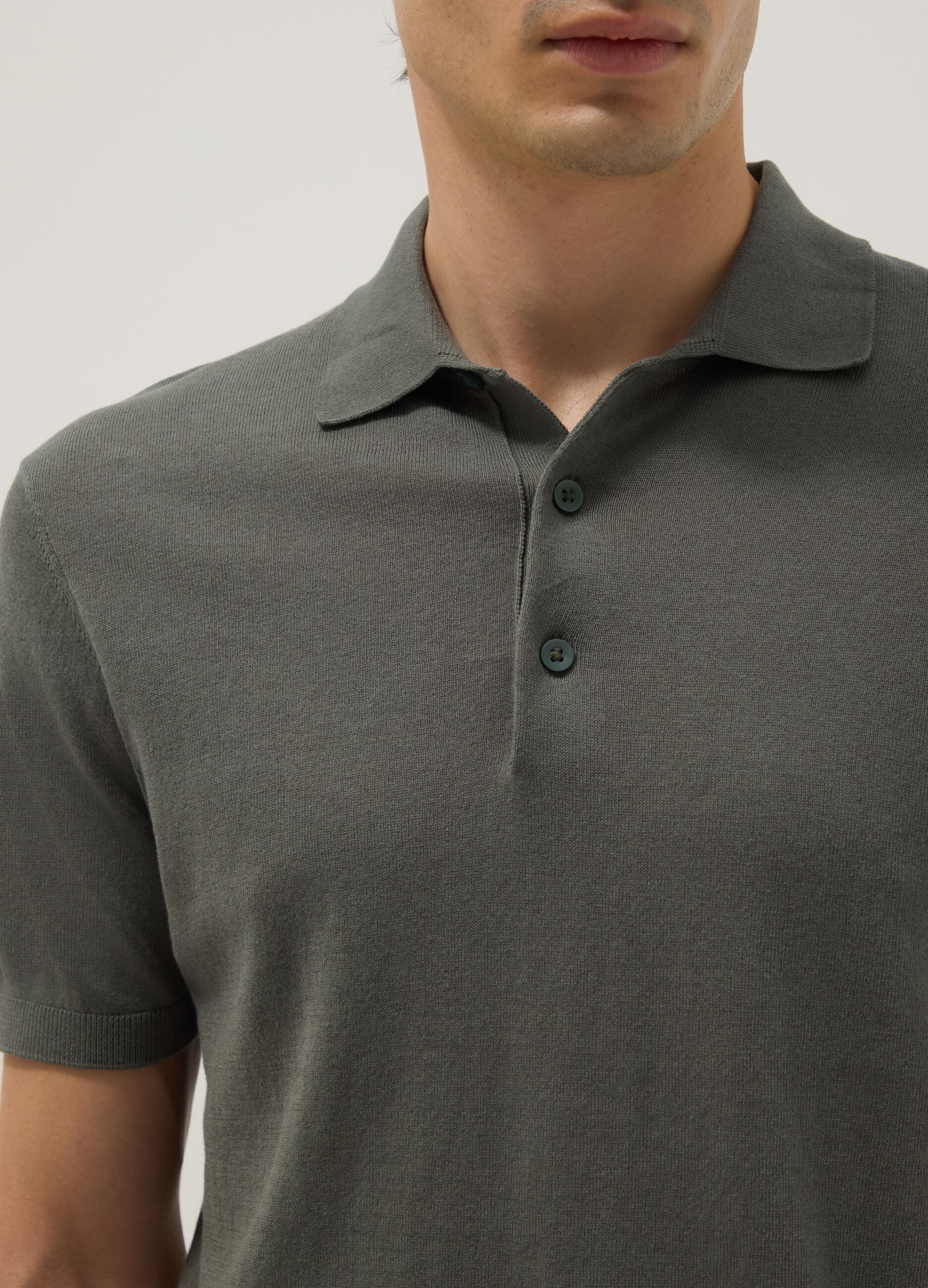 Grey pure cotton polo shirt regular fit