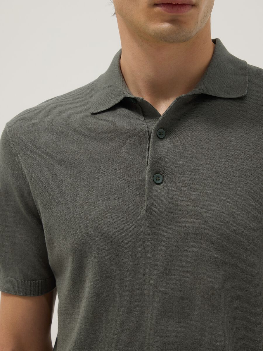 Grey pure cotton polo shirt regular fit_3