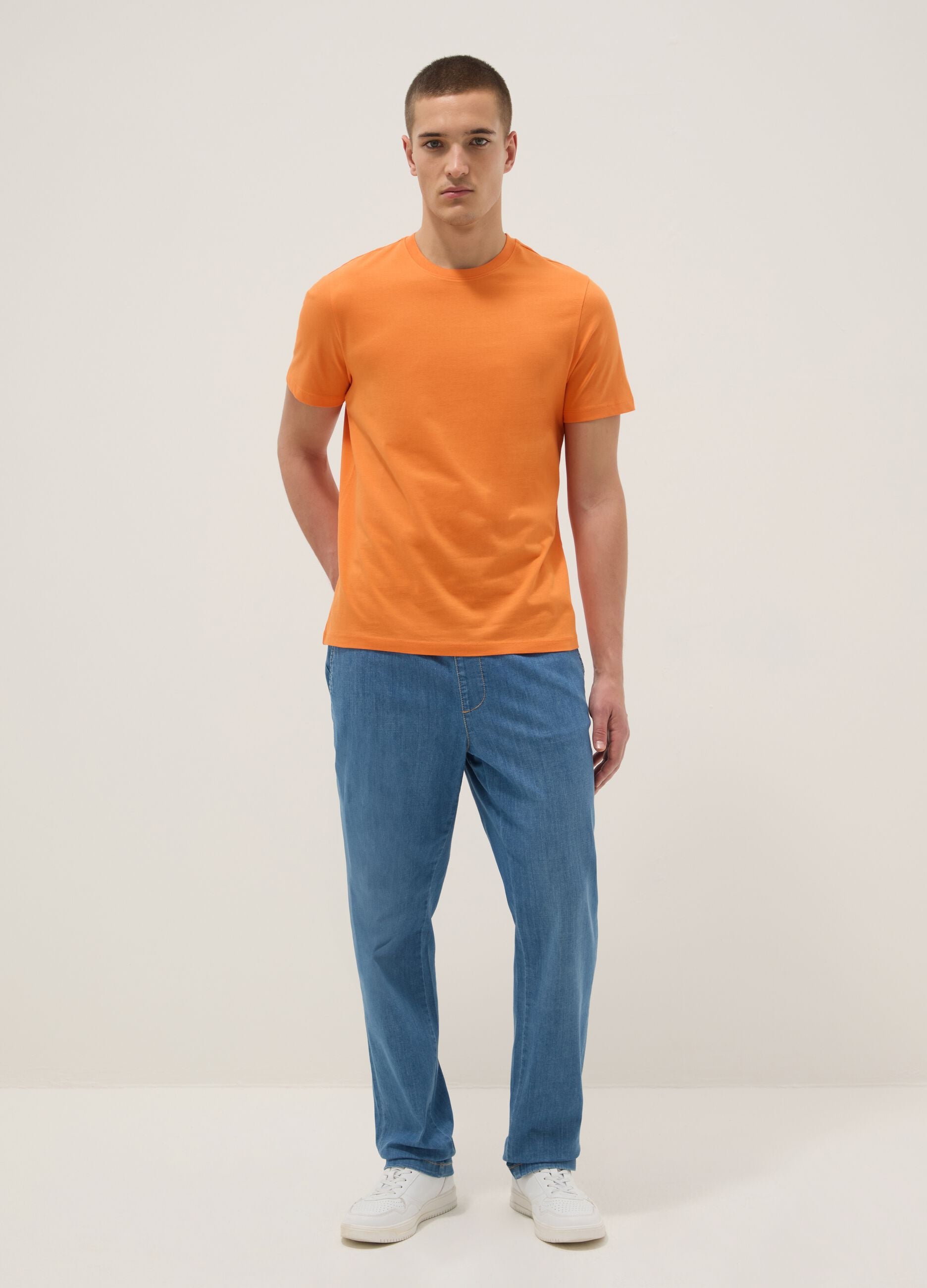 Orange Pure Cotton Short Sleeve Regular Fit T-shirt