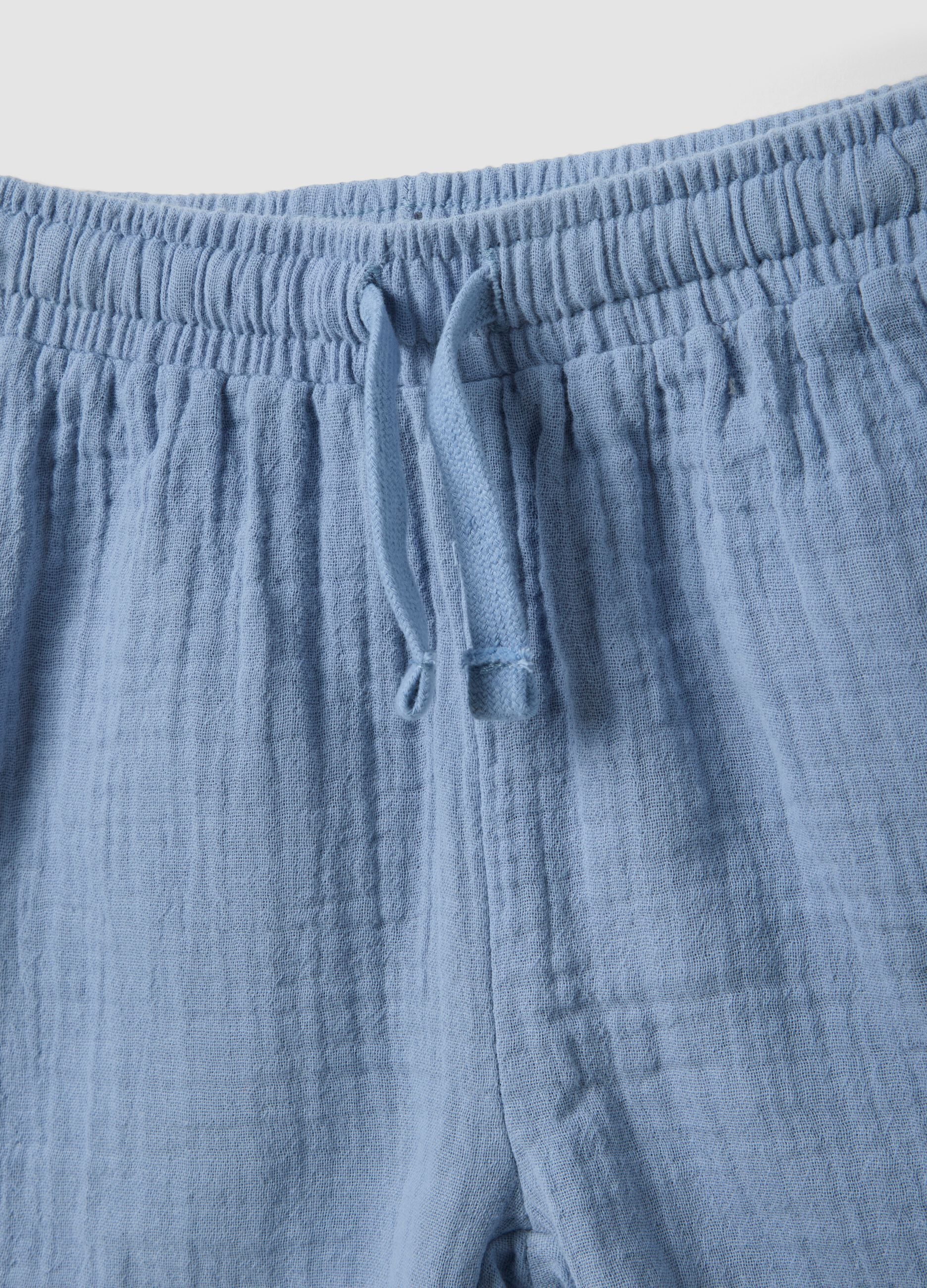 Blue and white pure cotton set with shirt and shorts