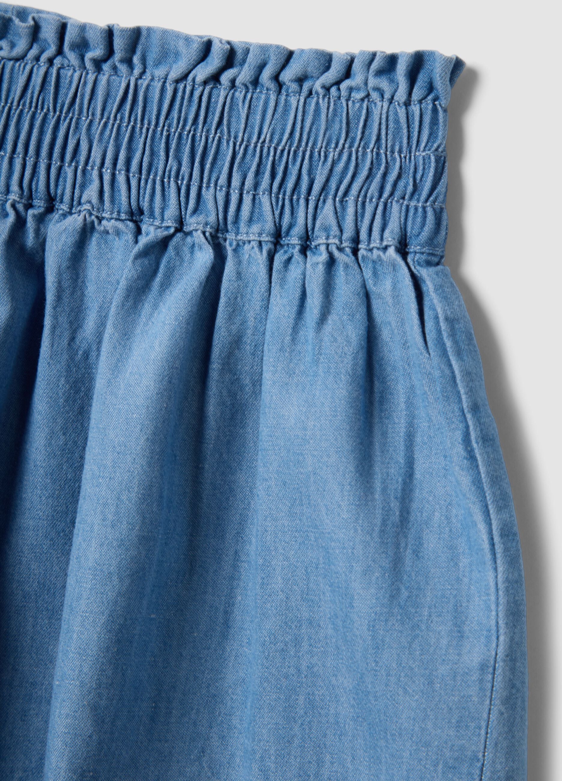 Girls&rsquo; light blue pure cotton denim shorts, regular fit