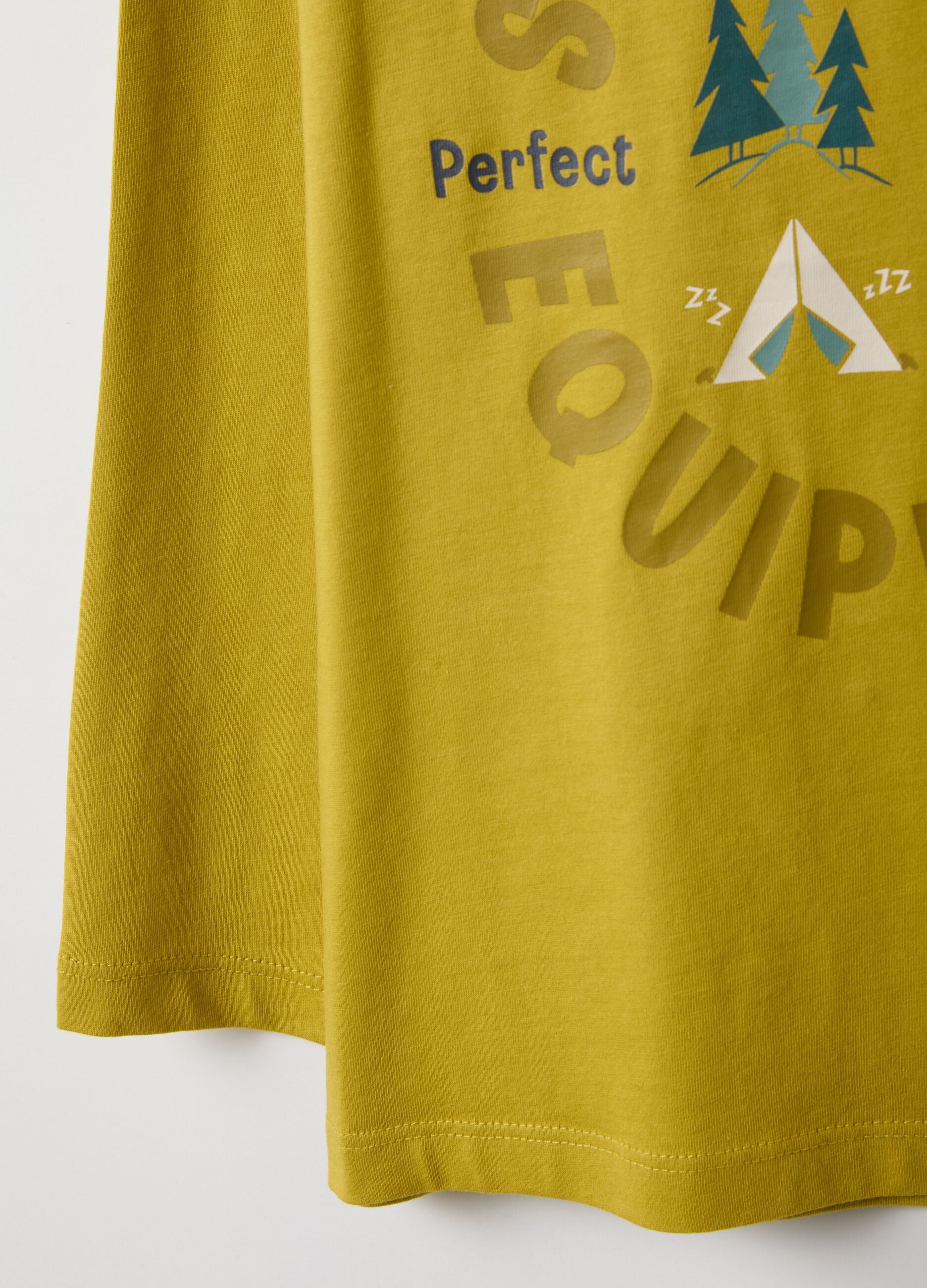 Yellow pure cotton children's T-shirt regular fit with print