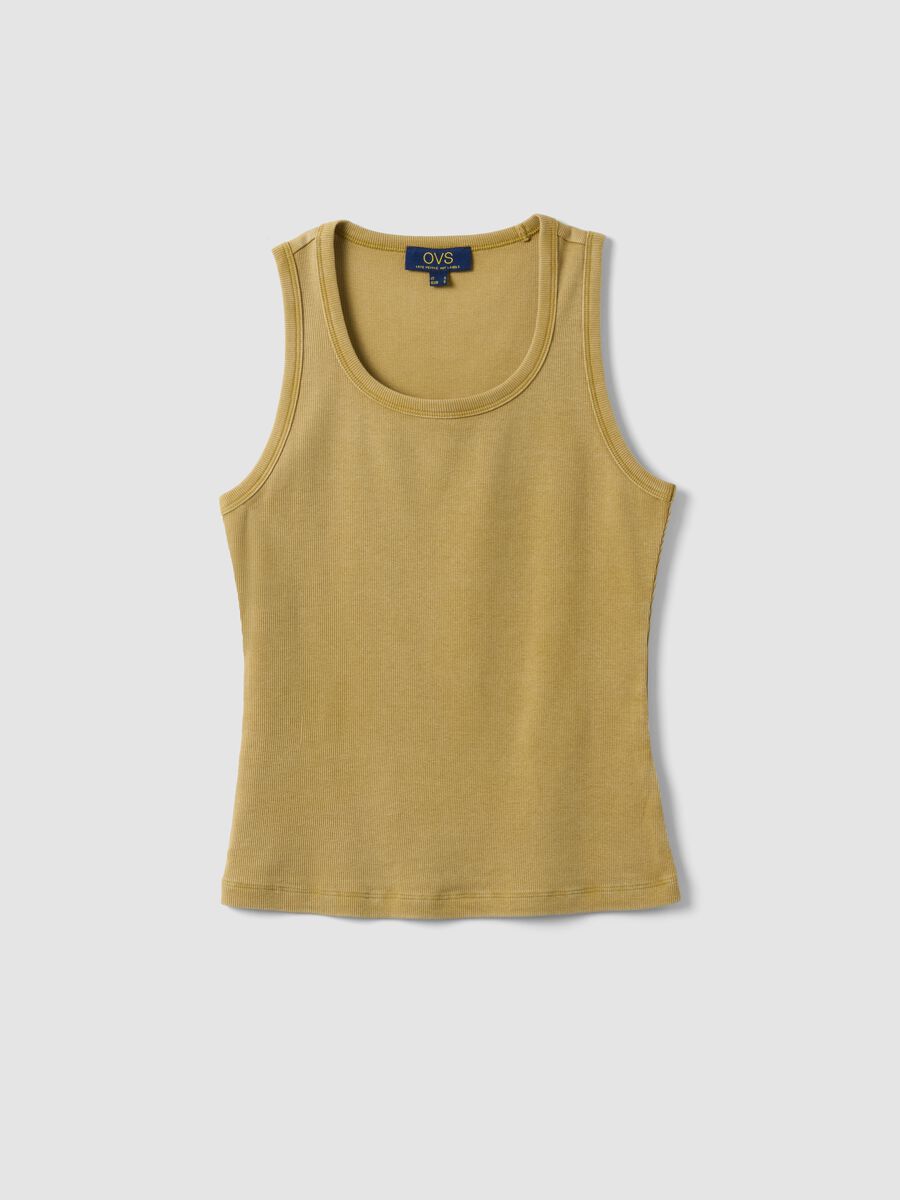 Yellow stretch cotton vest top, regular fit_4