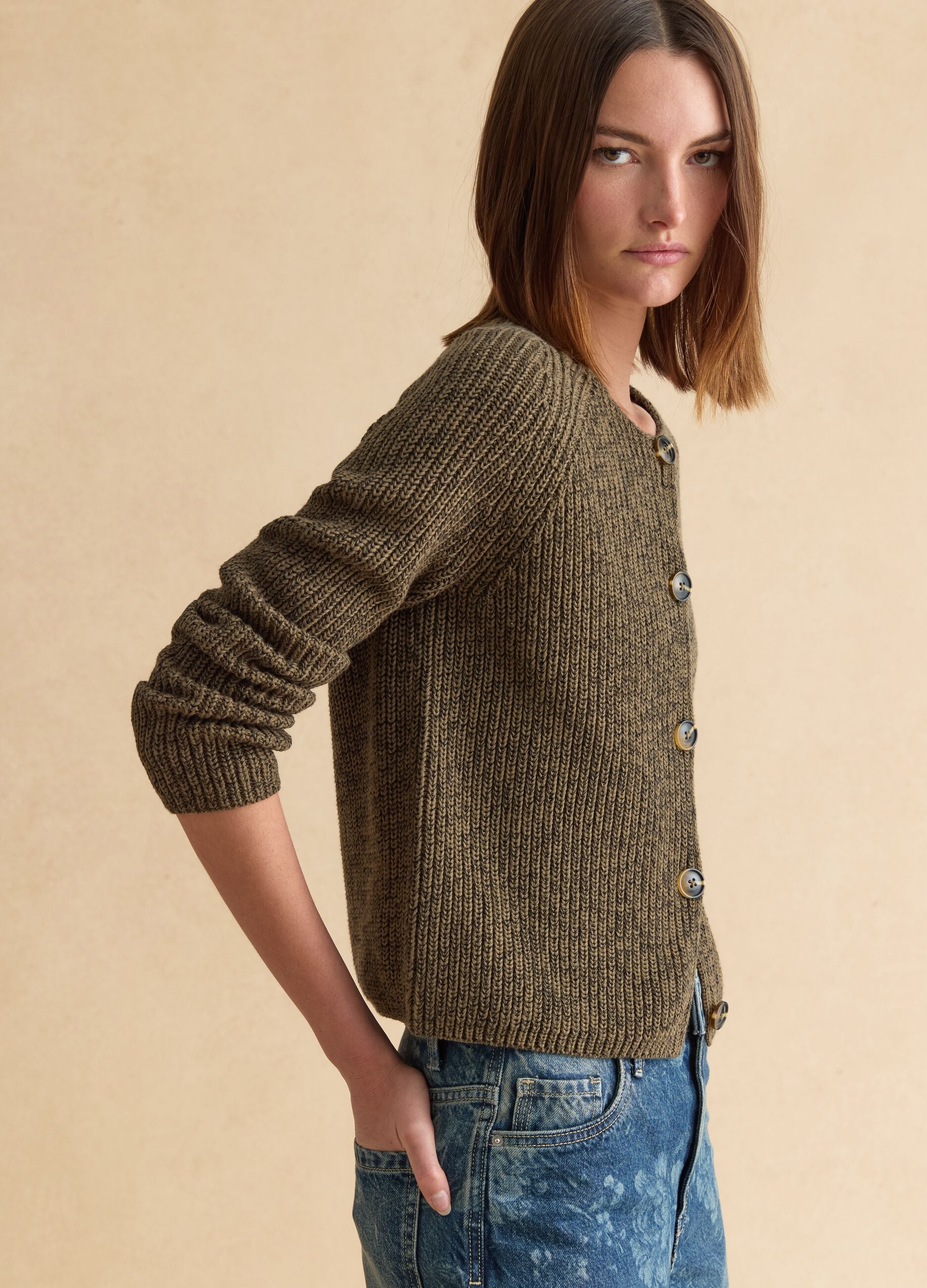 Brown pure cotton cardigan