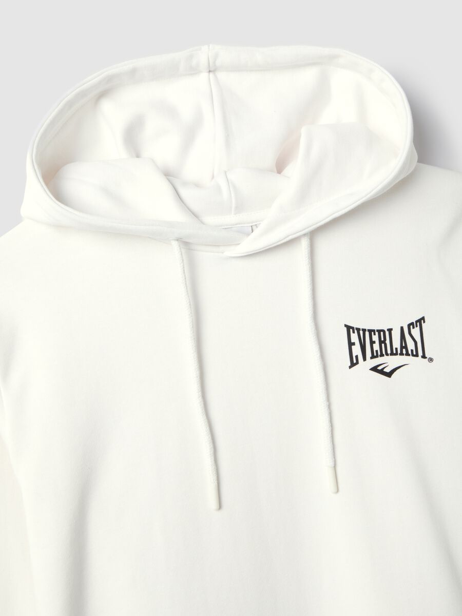 White regular fit cotton blend hoodie with Everlast logo_5