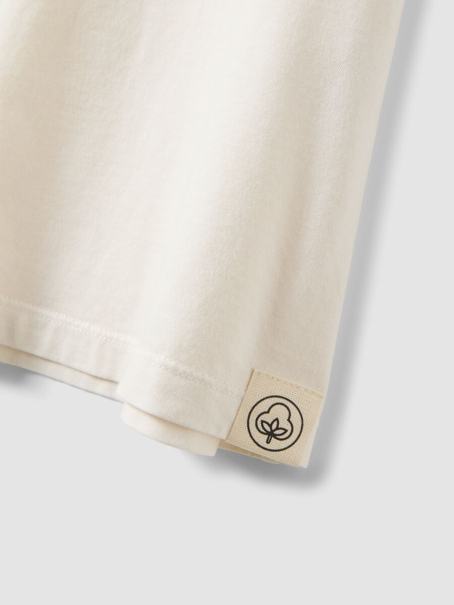 Beige pure cotton regular-fit short-sleeve T-shirt_5