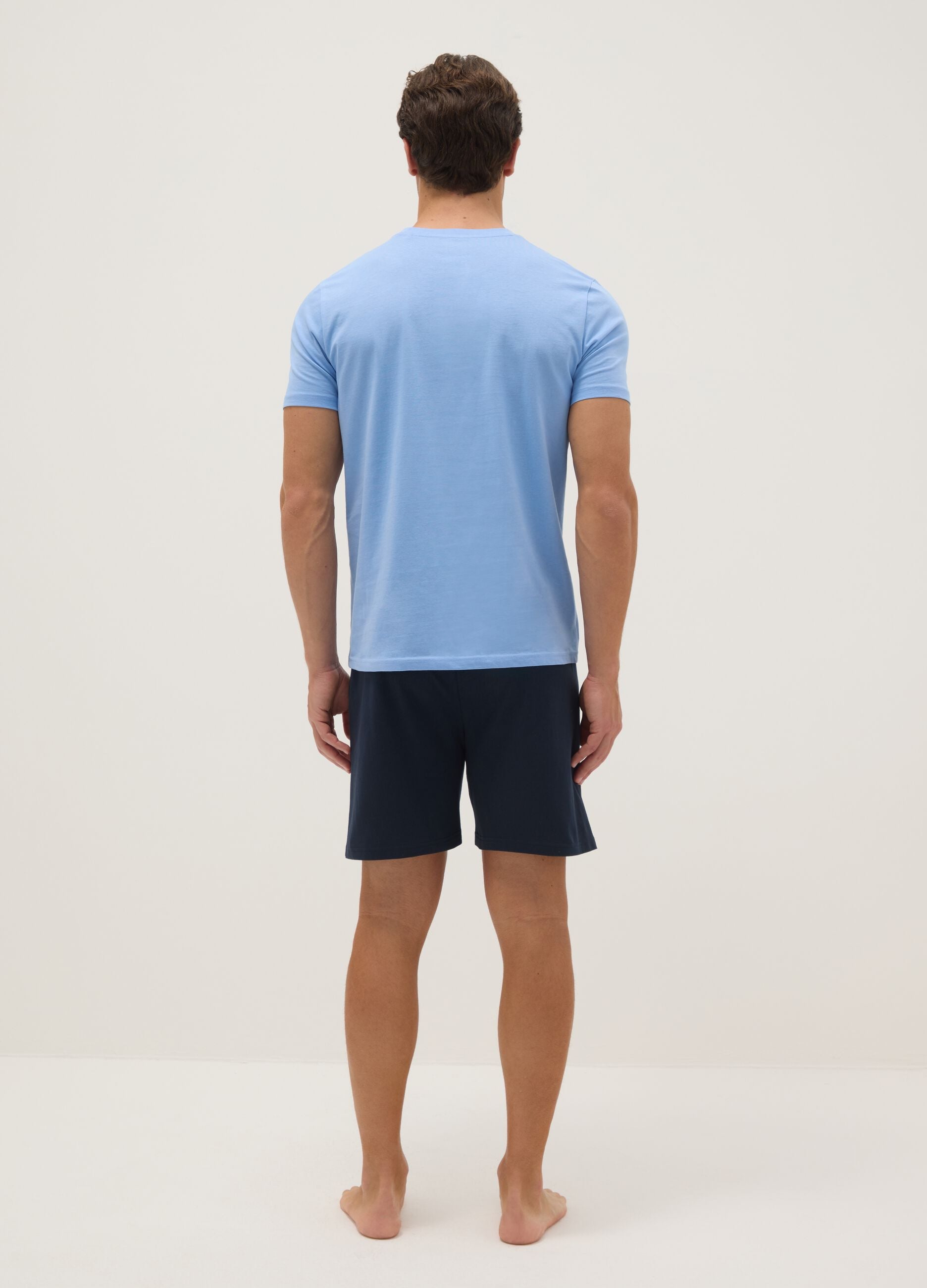 Short multicolour pyjamas in pure cotton regular fit