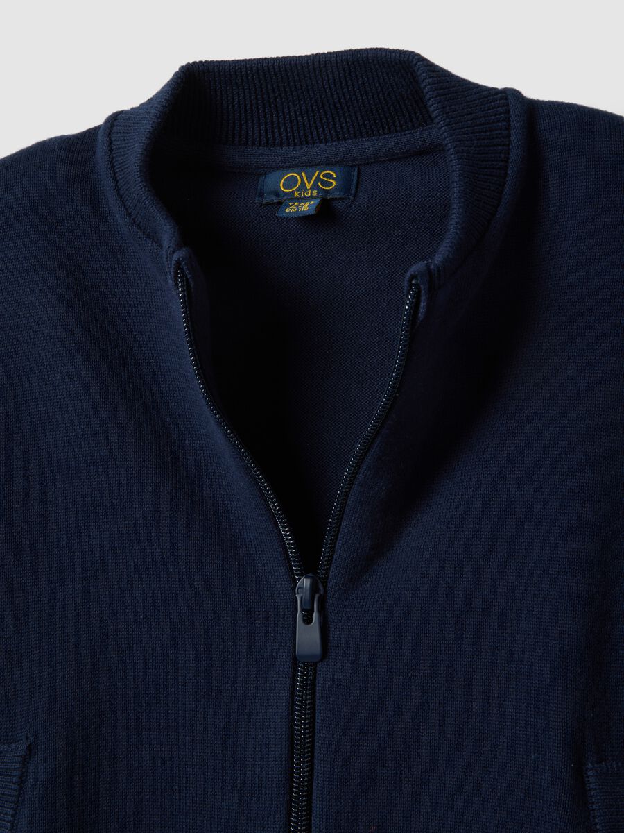 Children's regular fit blue pure cotton cardigan with full zip_2