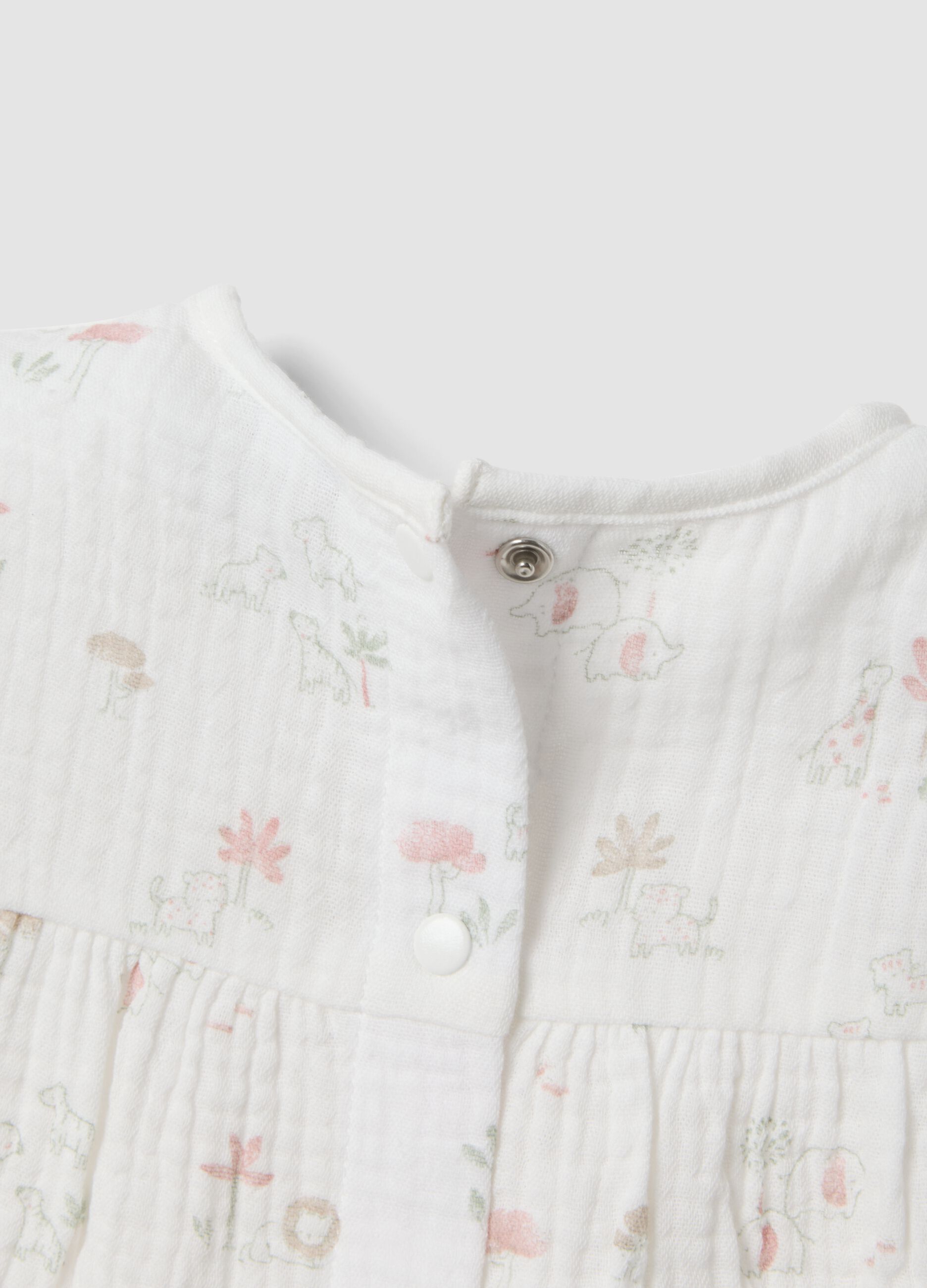 White and pink pure cotton baby girl set, regular fit