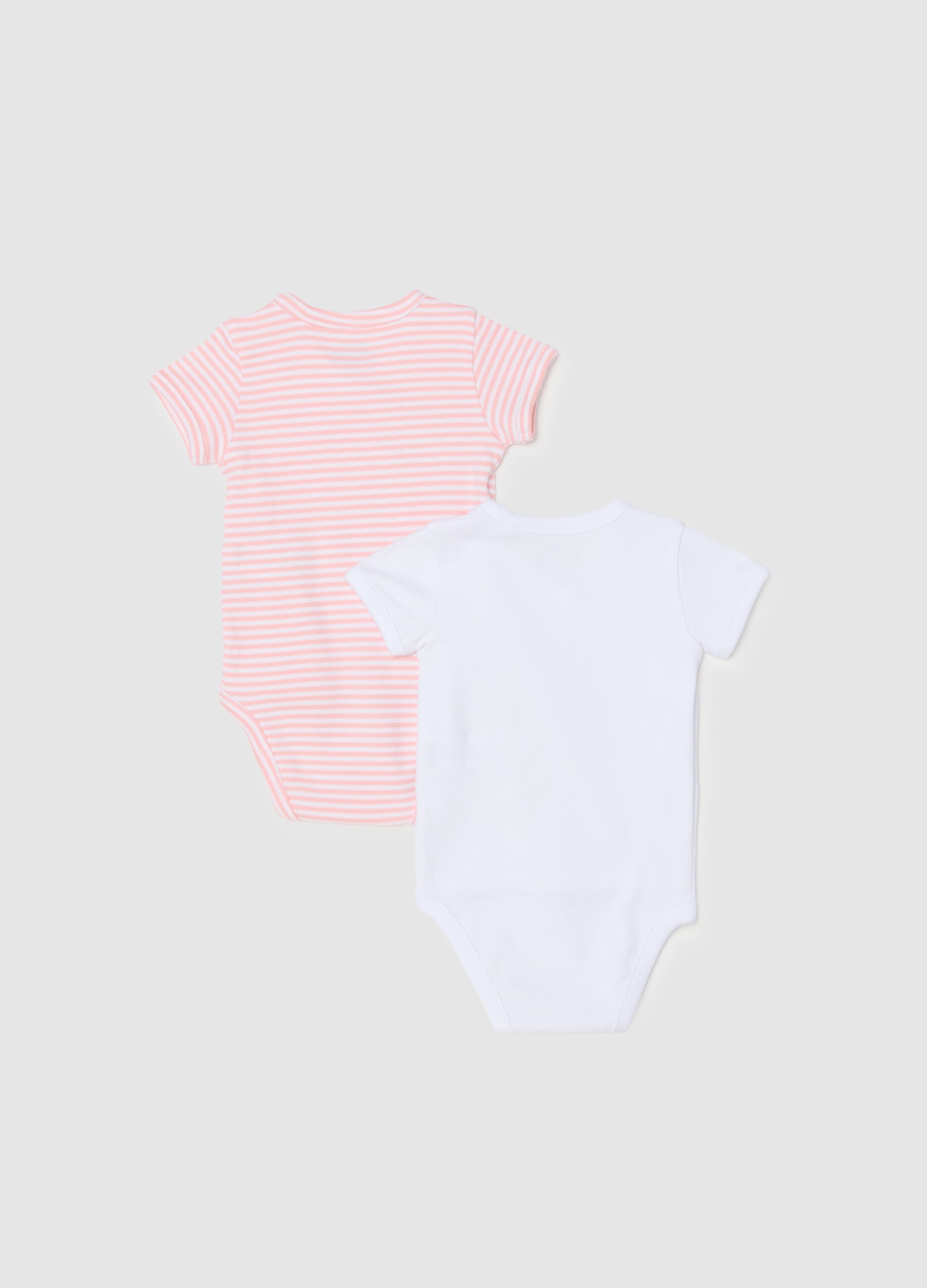 Pack of short-sleeved multicolor bodysuits for baby girls made from pure cotton
