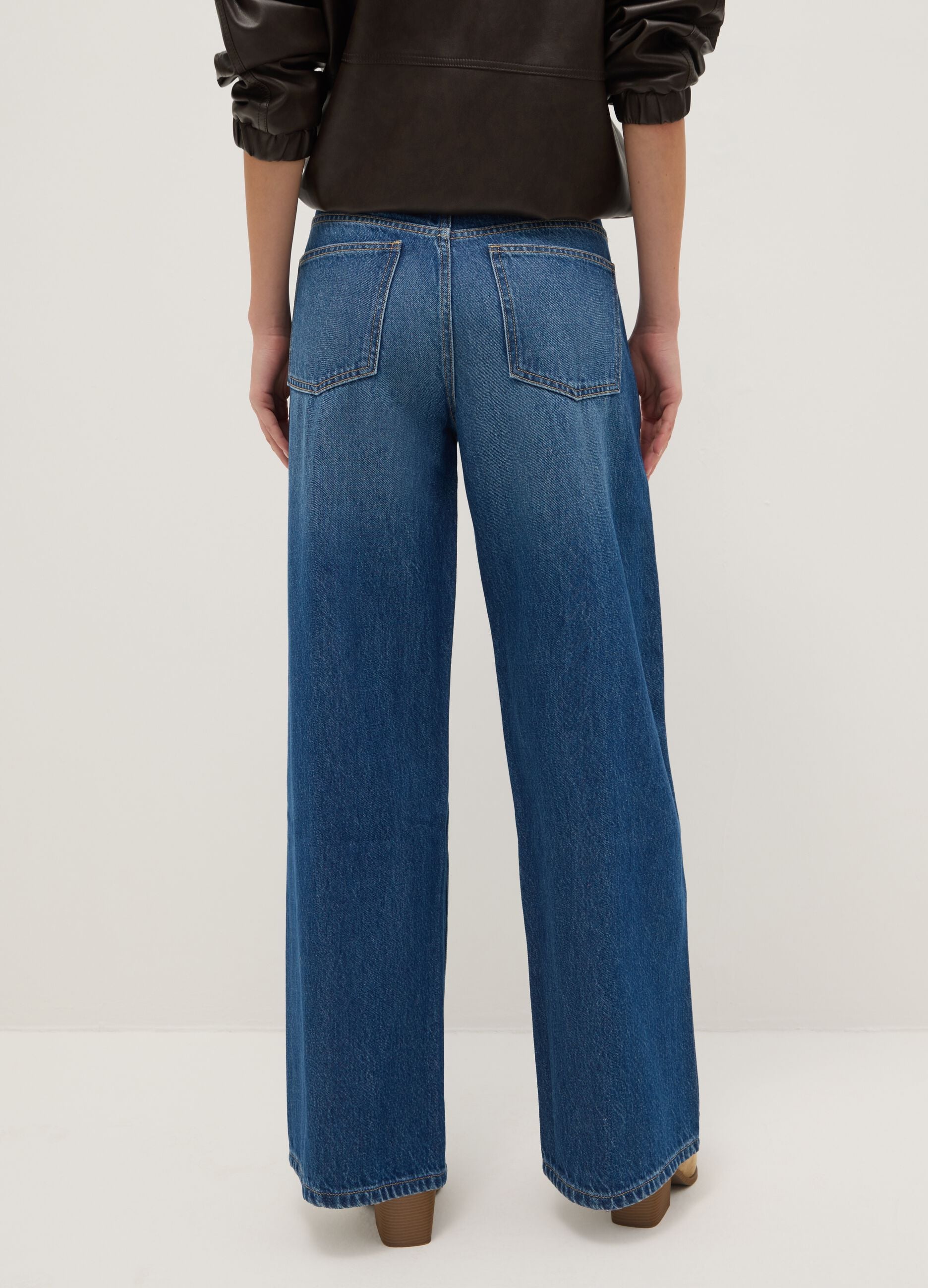 Wide Leg Pure Cotton Blue Jeans