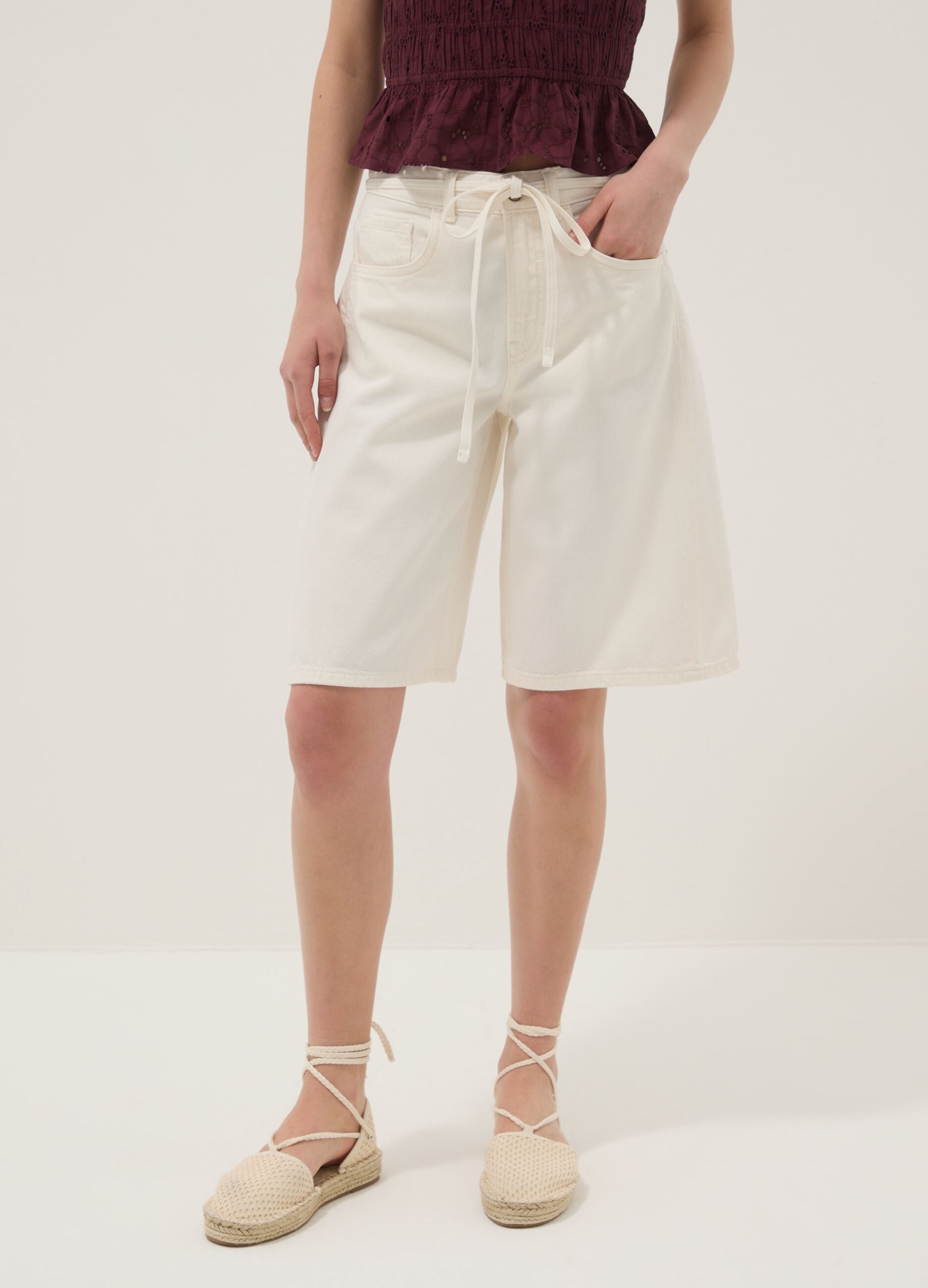 White pure cotton Bermuda shorts