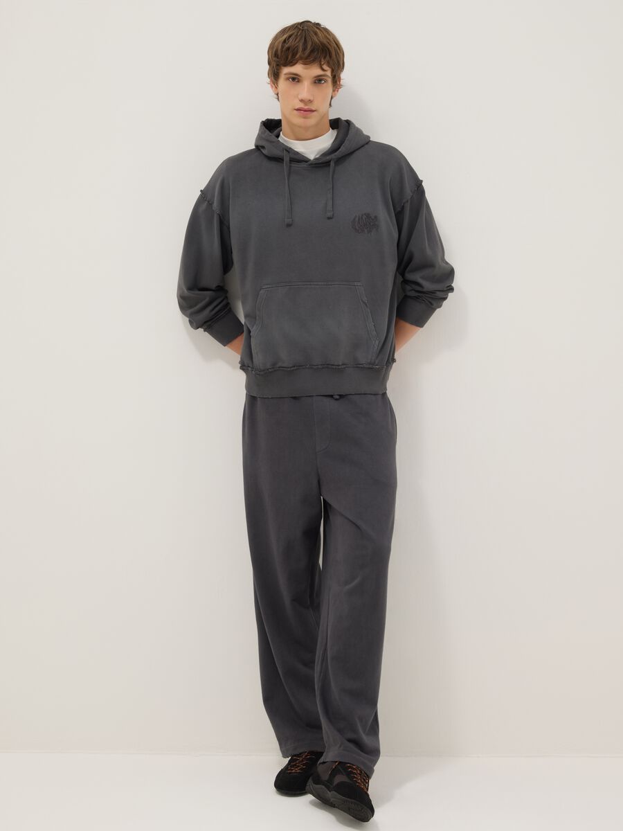 Grey oversized fit cotton blend hoodie_1