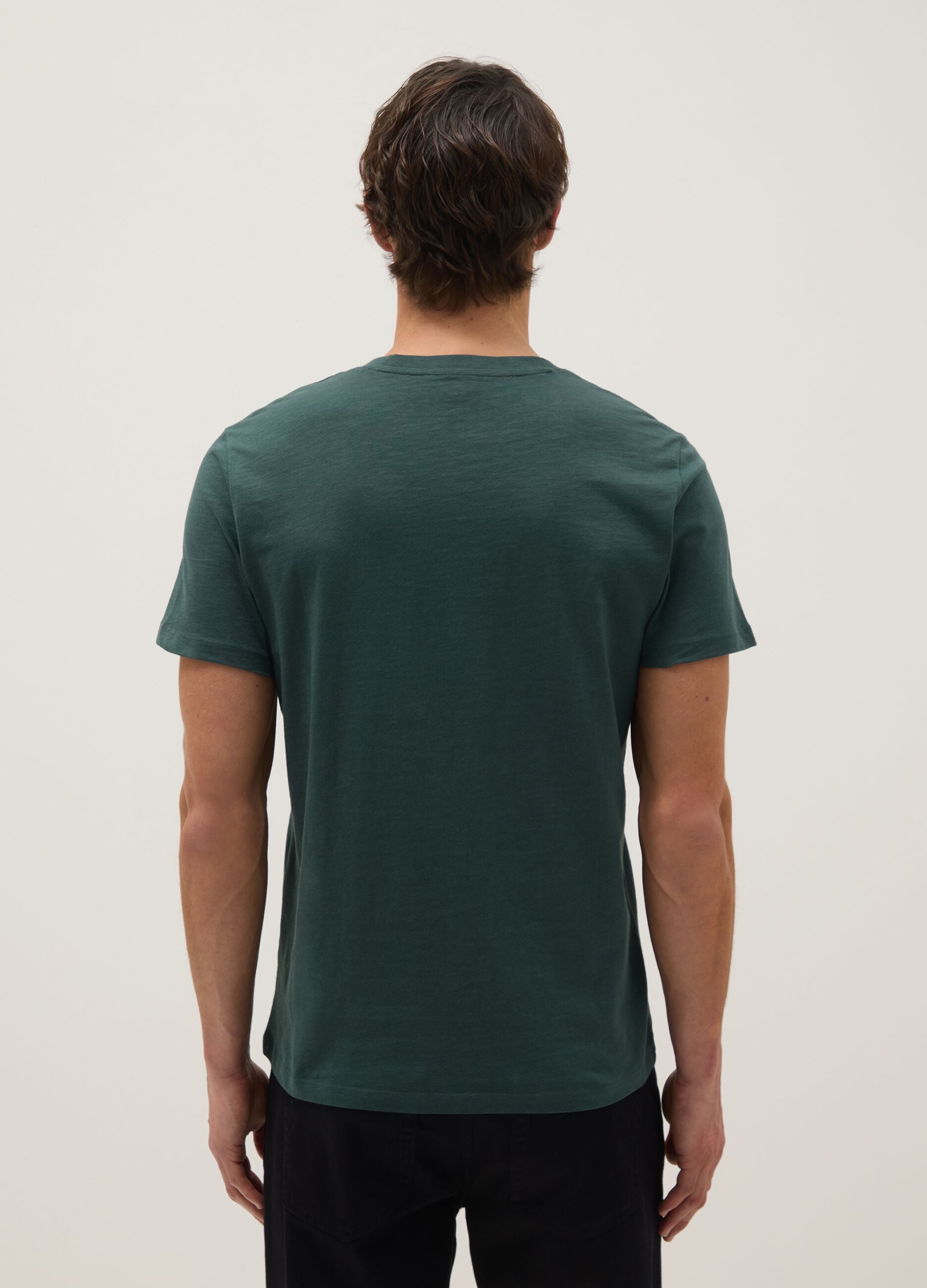 Green Pure Cotton T-shirt with Regular Fit