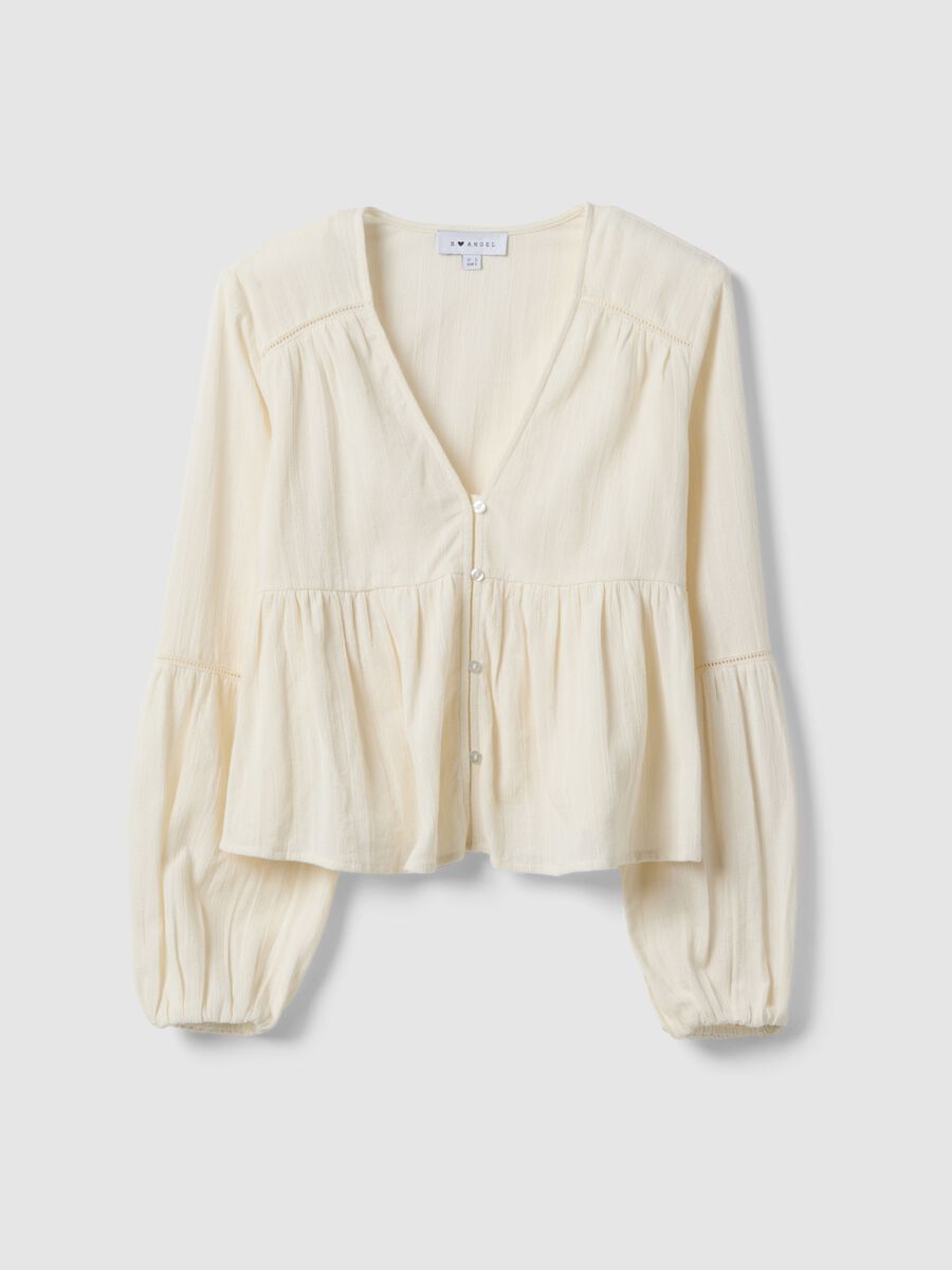 Blusa in puro cotone bianca a righe regular fit_4
