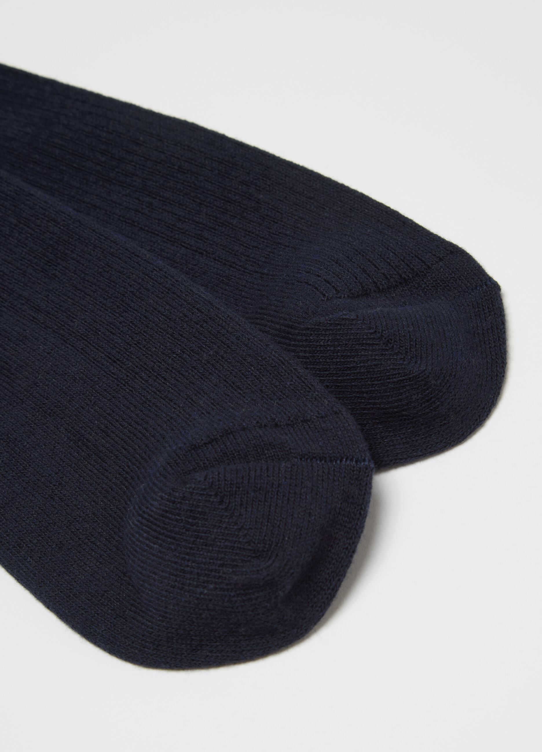 Blue Cotton Blend Midi Socks