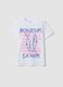 White pure cotton T-shirt with front print, regular fit_4