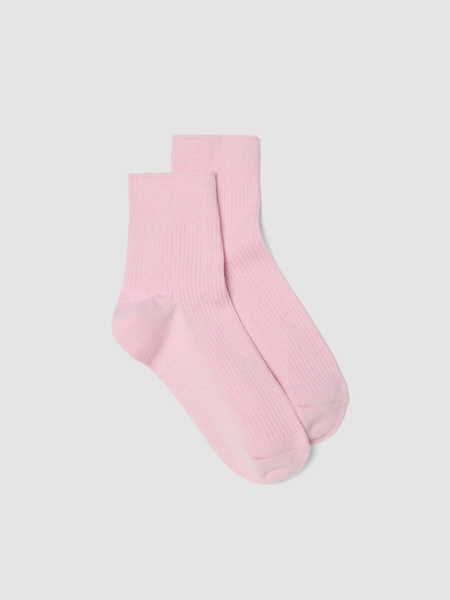 Pink ankle-length stretch cotton socks_0