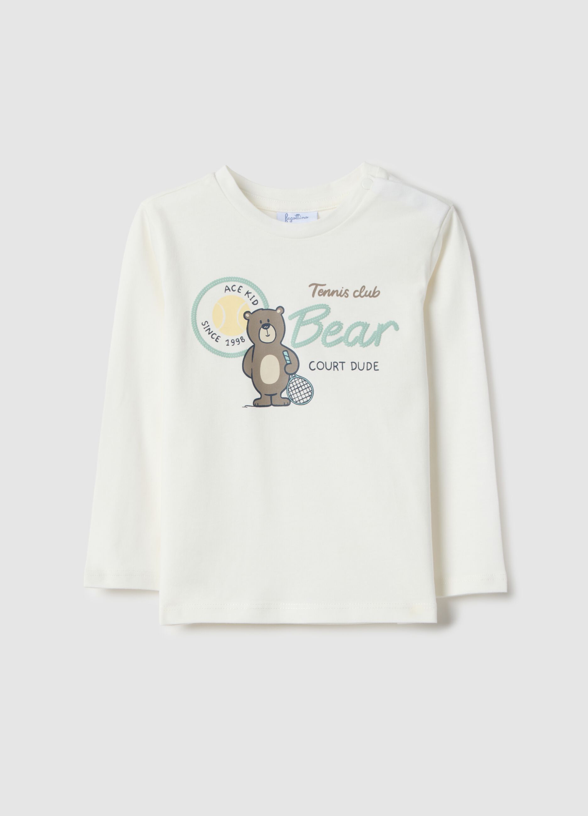 White pure cotton regular fit t-shirt for boys