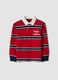 Boys&rsquo; red striped pure cotton rugby polo, regular fit_0