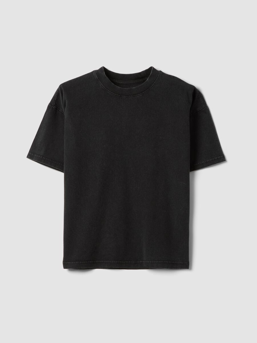 Boys&rsquo; black pure cotton short-sleeve T-shirt, oversized fit_3