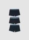Triple pack of navy blue mid-length boys&rsquo; boxers in stretch organic cotton_0