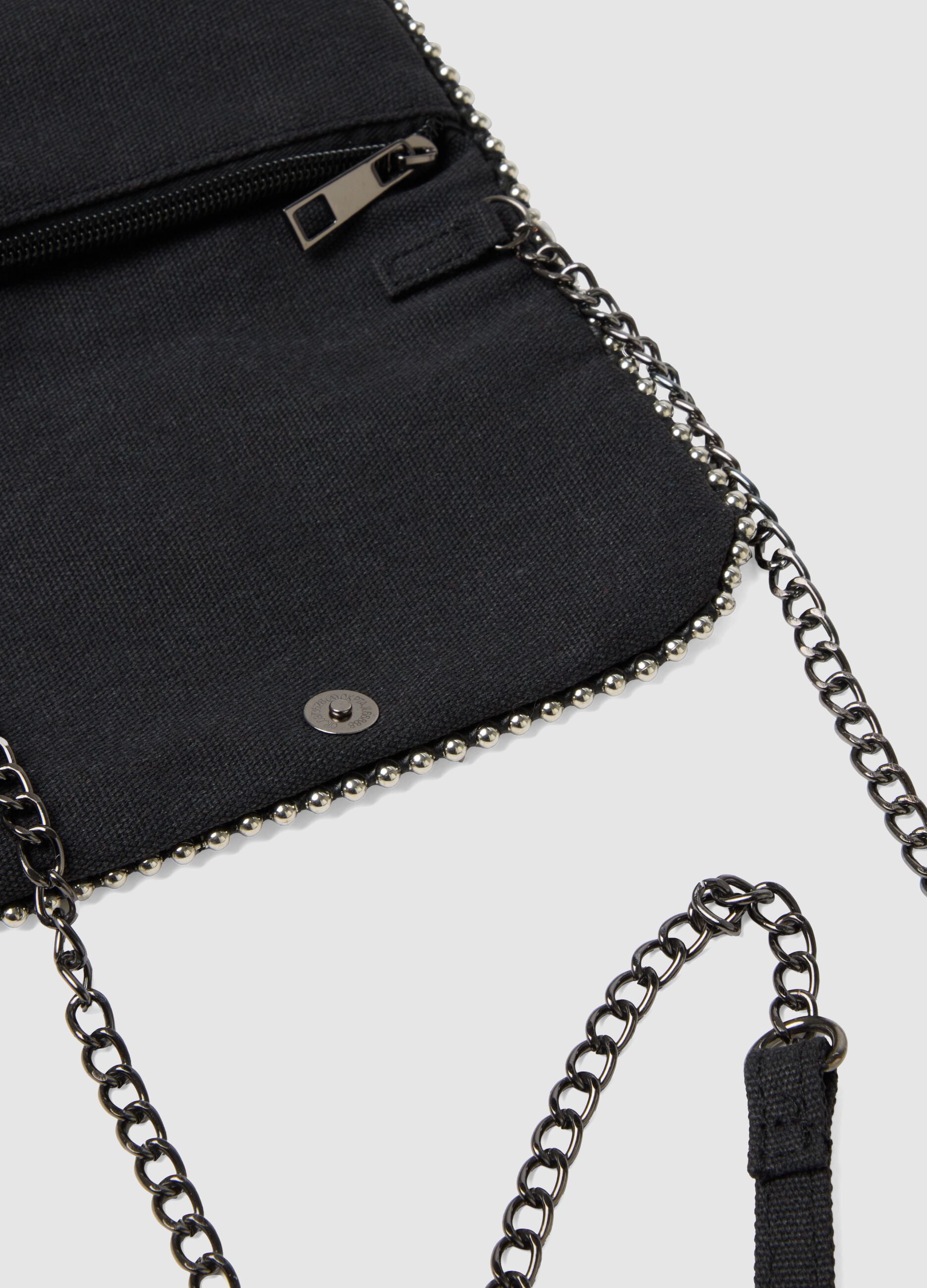 Black pouch with rhinestones for girls