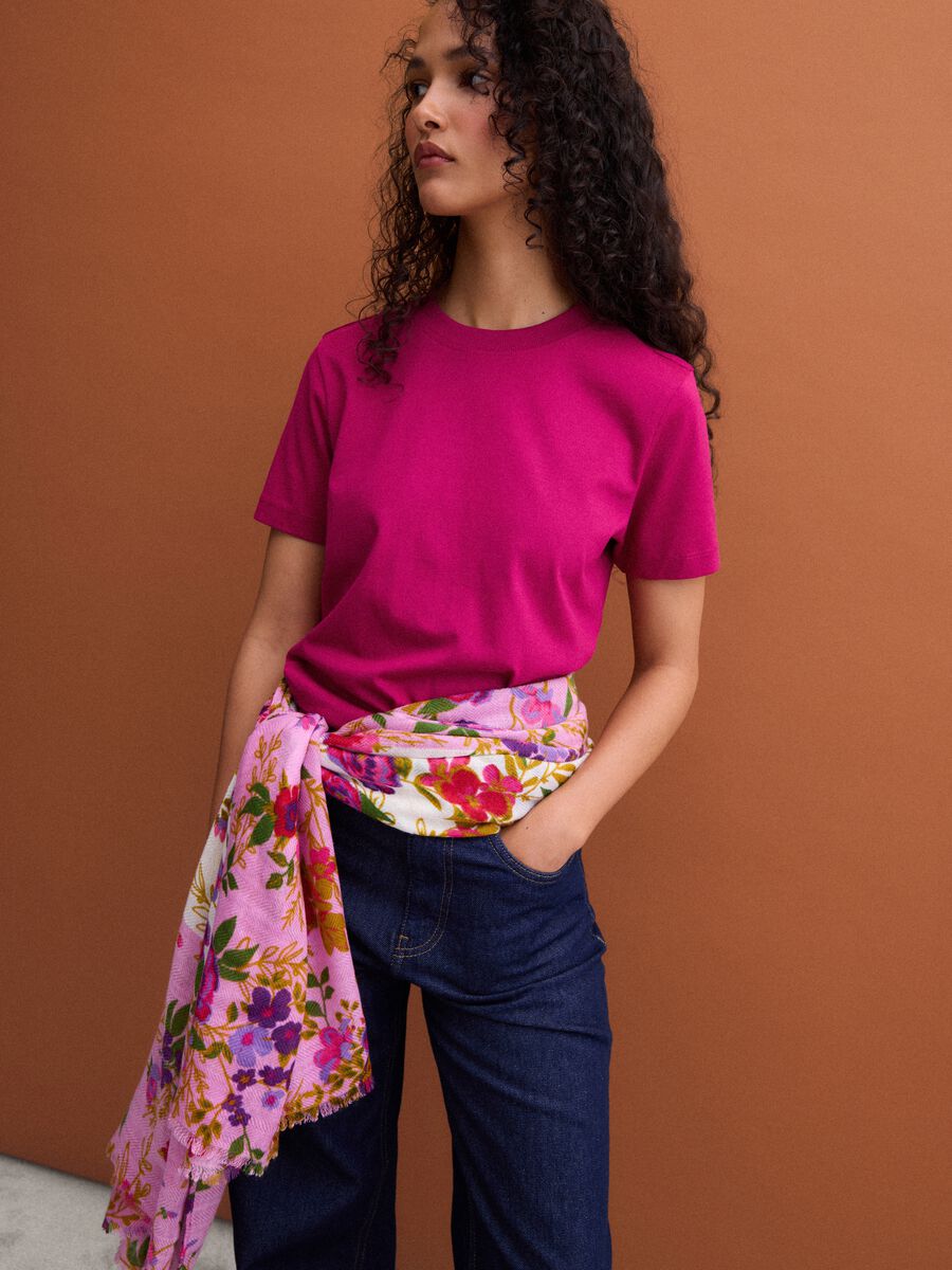 T-shirt girocollo rosa in puro cotone Supima regular fit_0
