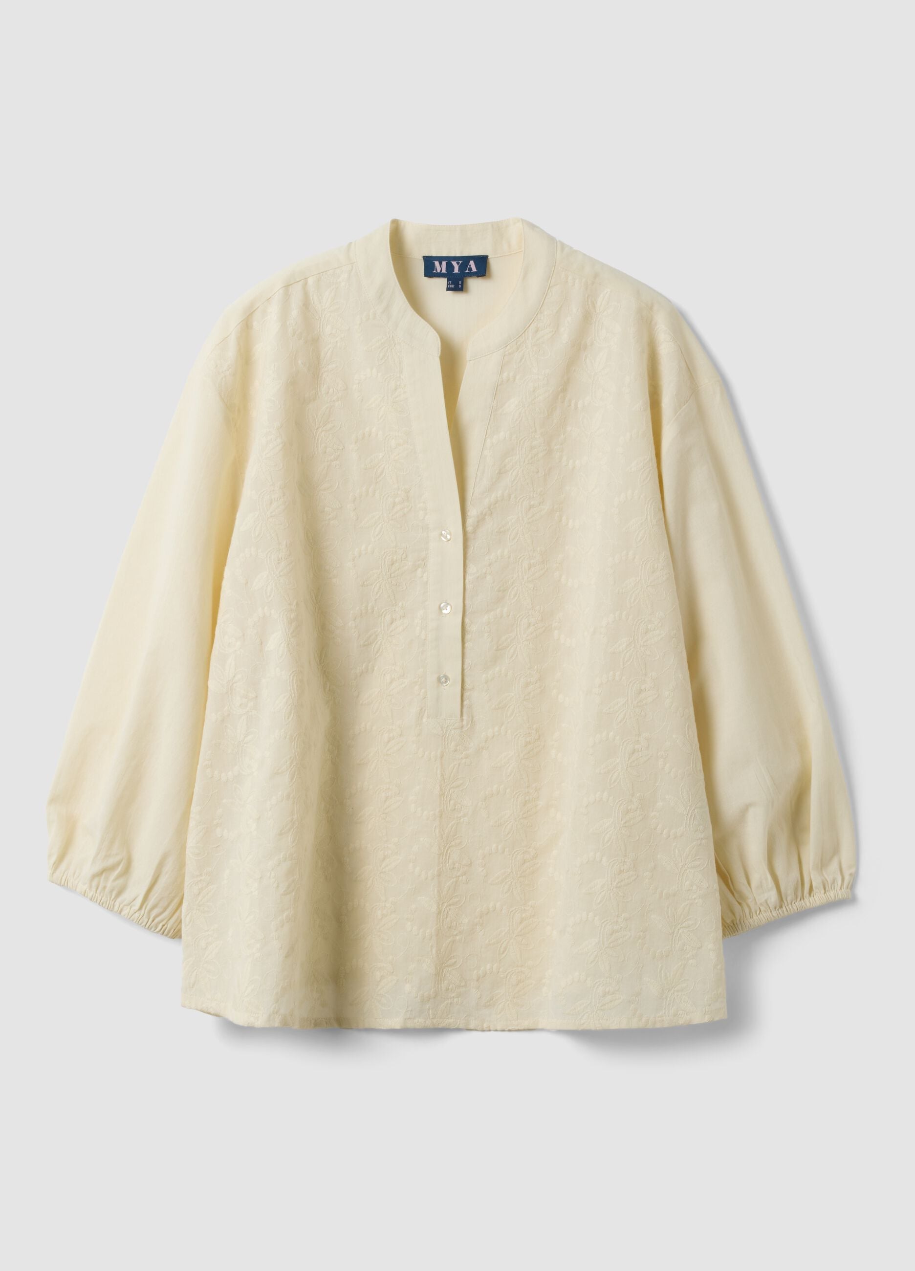 Beige pure cotton shirt with embroidery