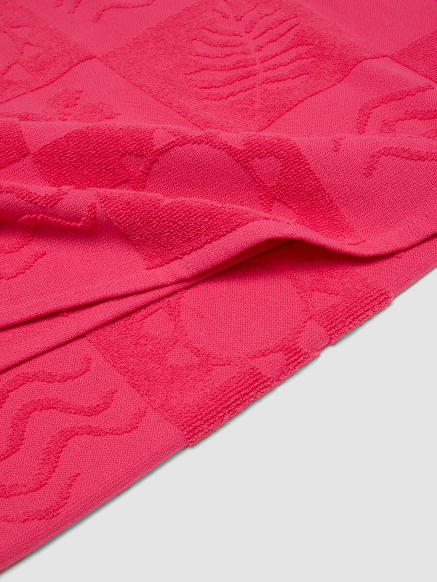 Pink pure cotton beach towel with jacquard pattern_1