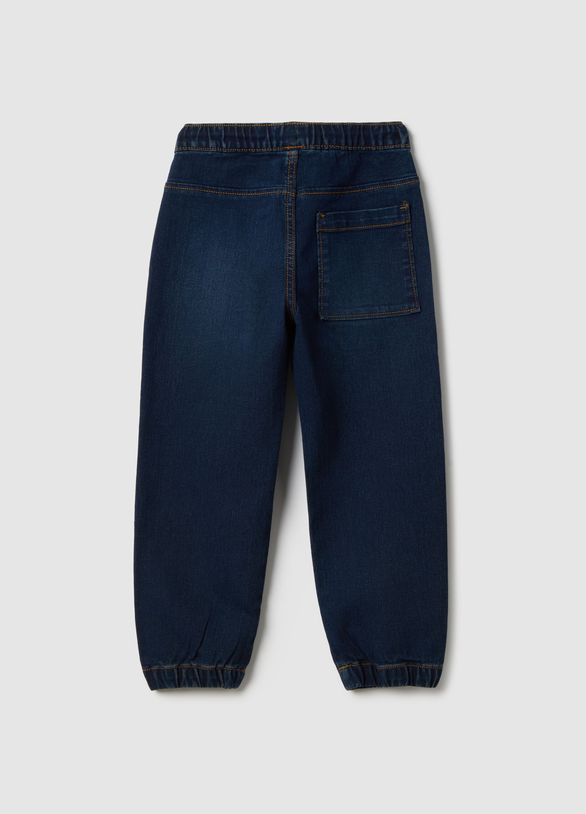 Blue cotton blend relaxed fit jogger jeans for boys