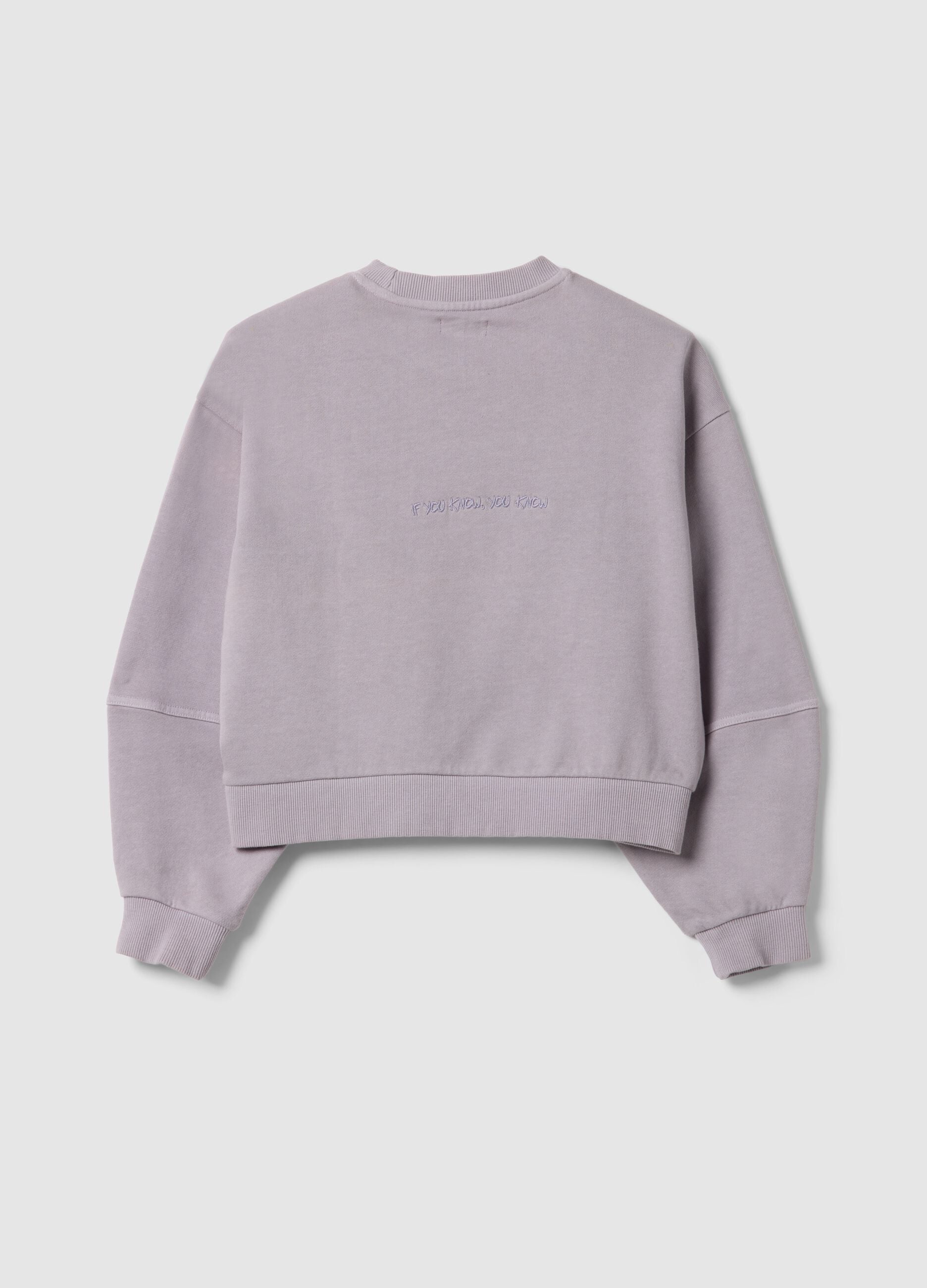 Oversized fit purple cotton crew neck sweatshirt for girls
